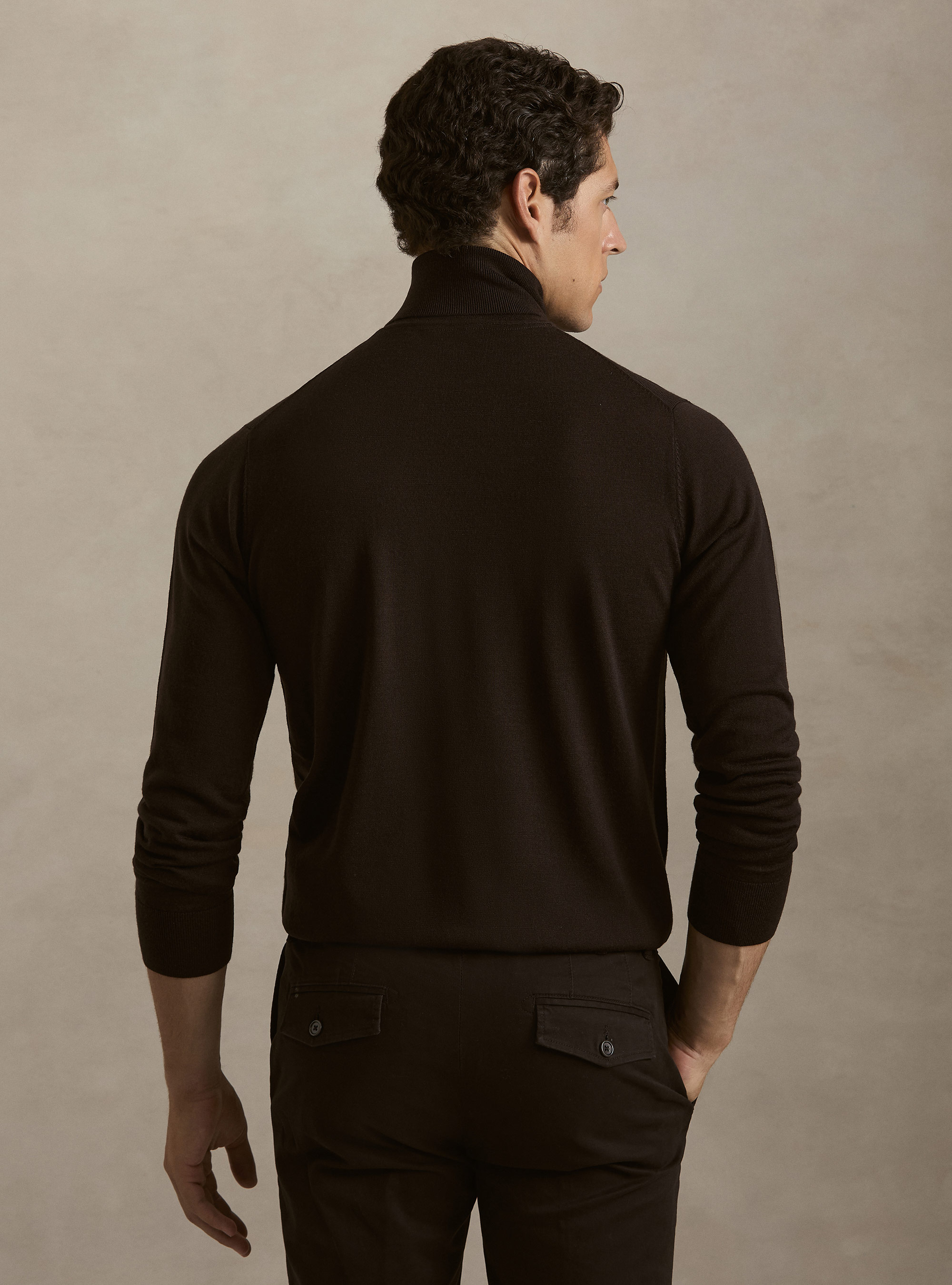 Pure extrafine merino wool turtleneck, BROWN