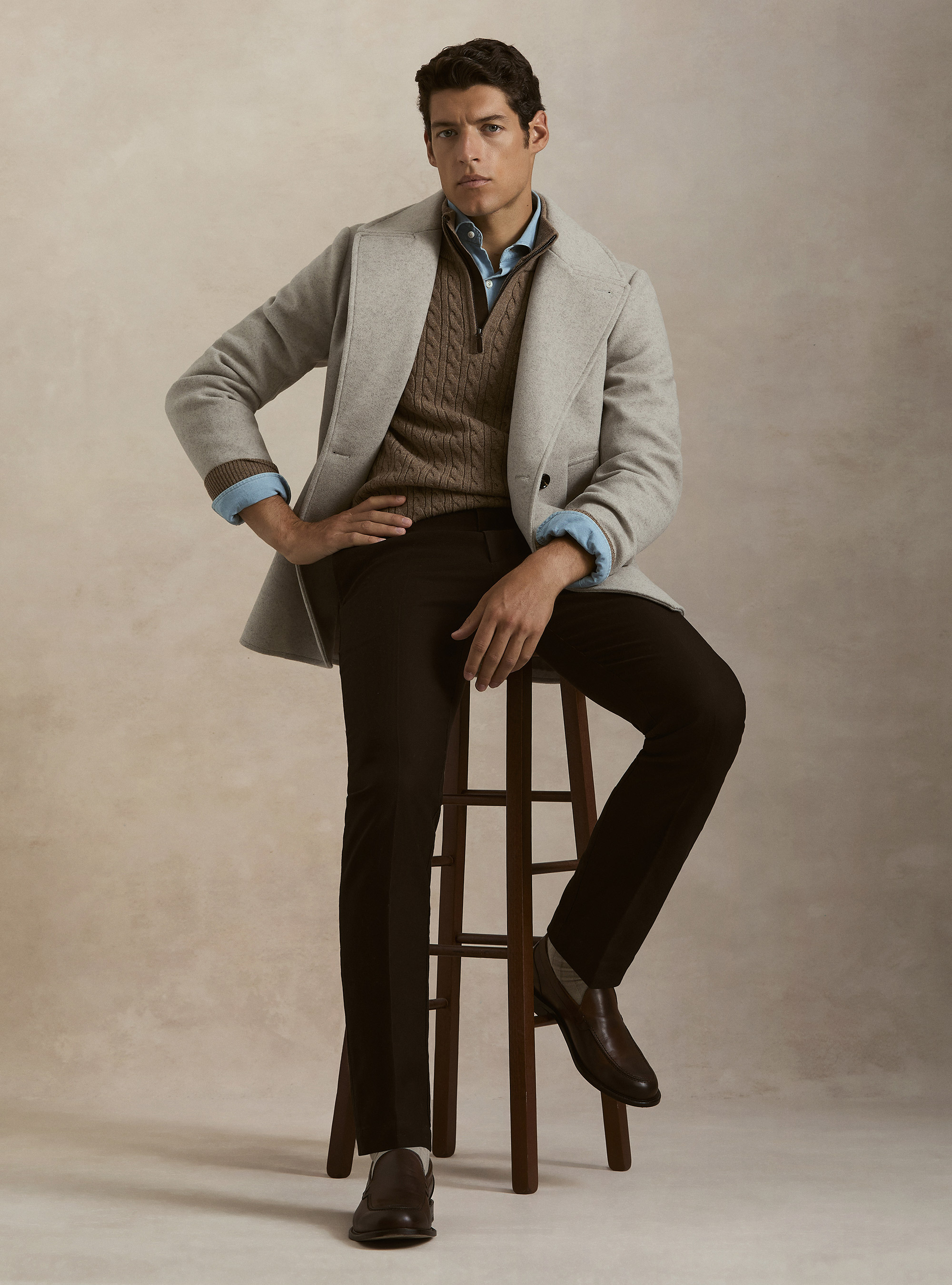 Solid color peacoat, ECRU