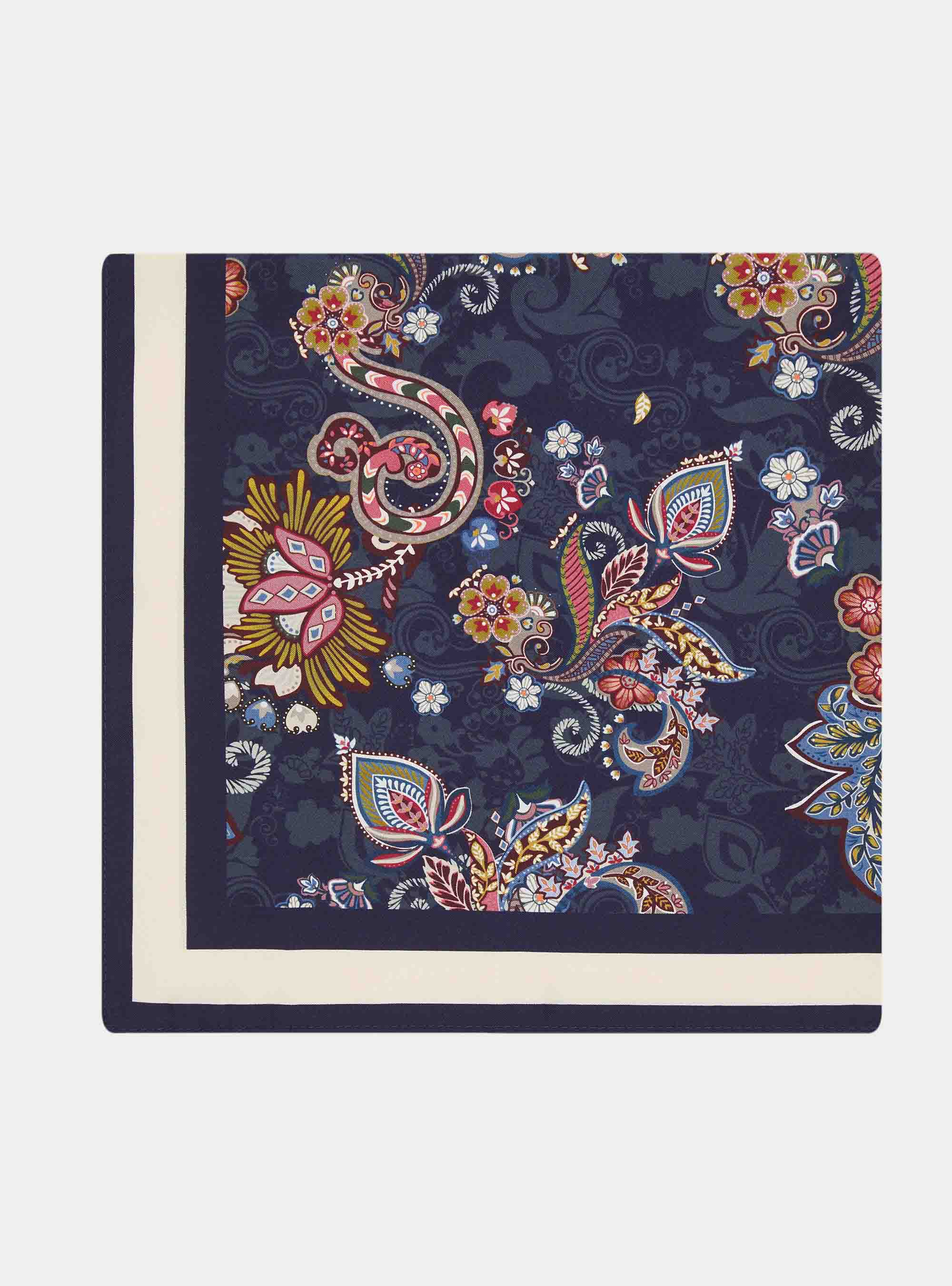 Seidentuch mit Blumenmuster, NAVY 0218C