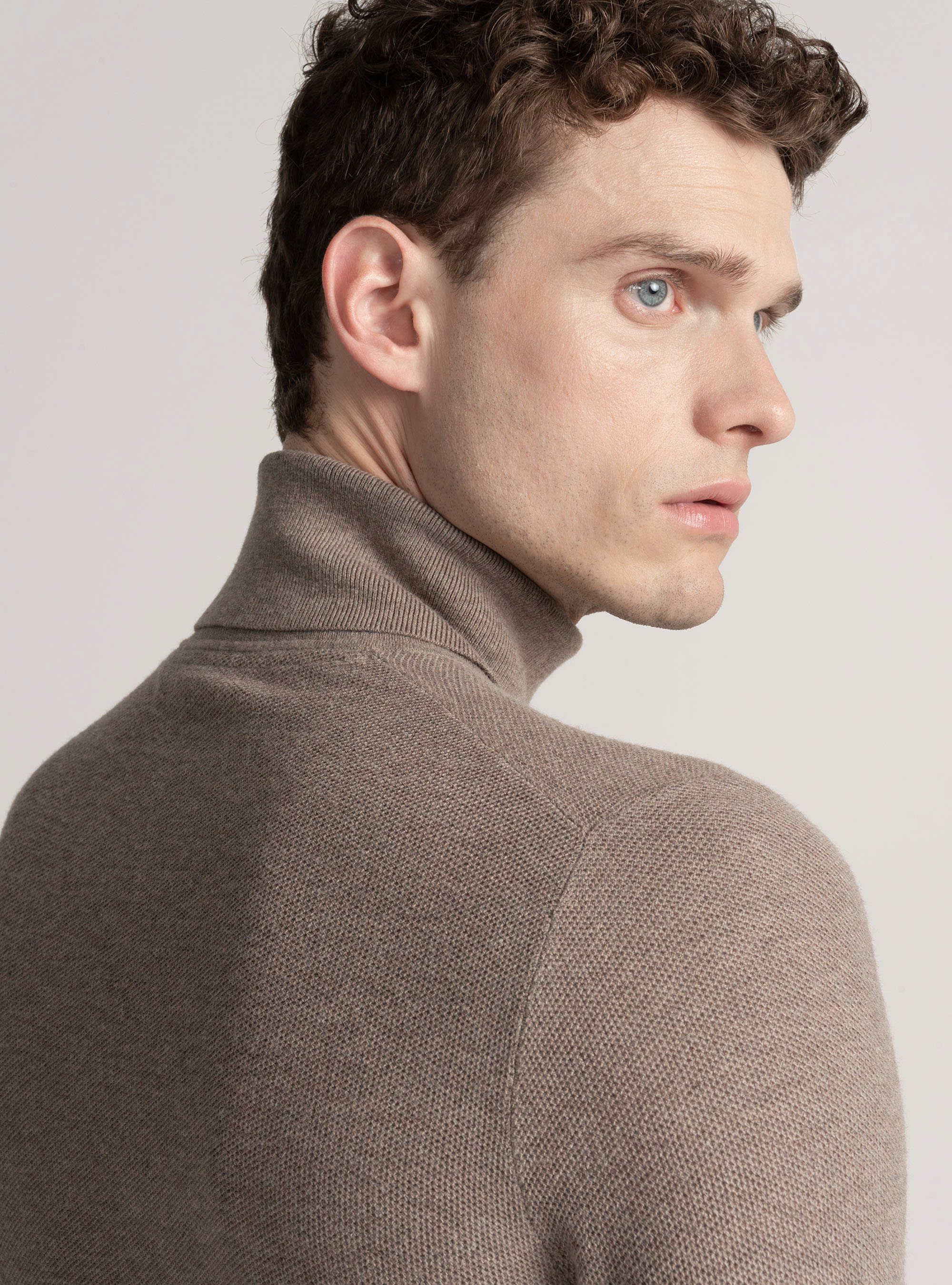 Rollkragenpullover mit Wabenmuster aus Baumwollkaschmir, FANGO 0569C