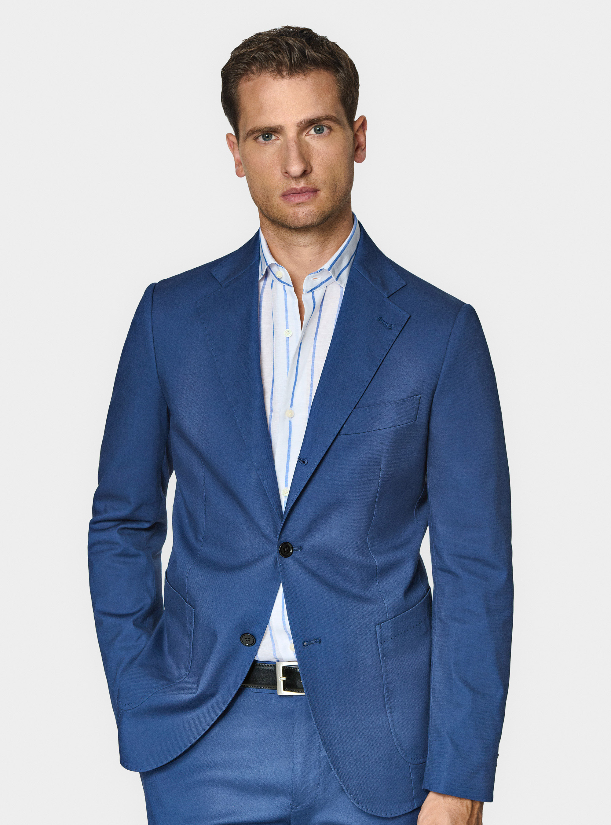 Giacca abito in cotone armaturato, BLU
