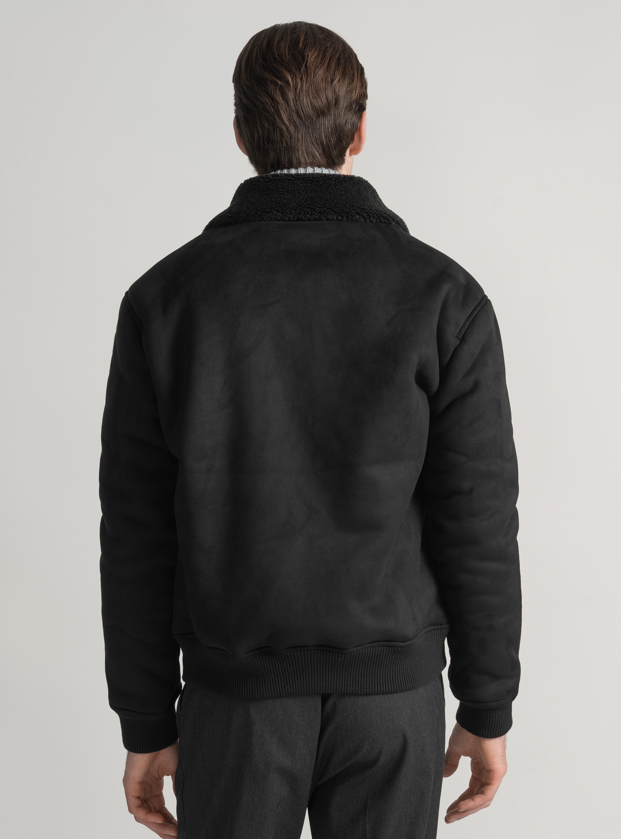Suede effect bomber, BLACK