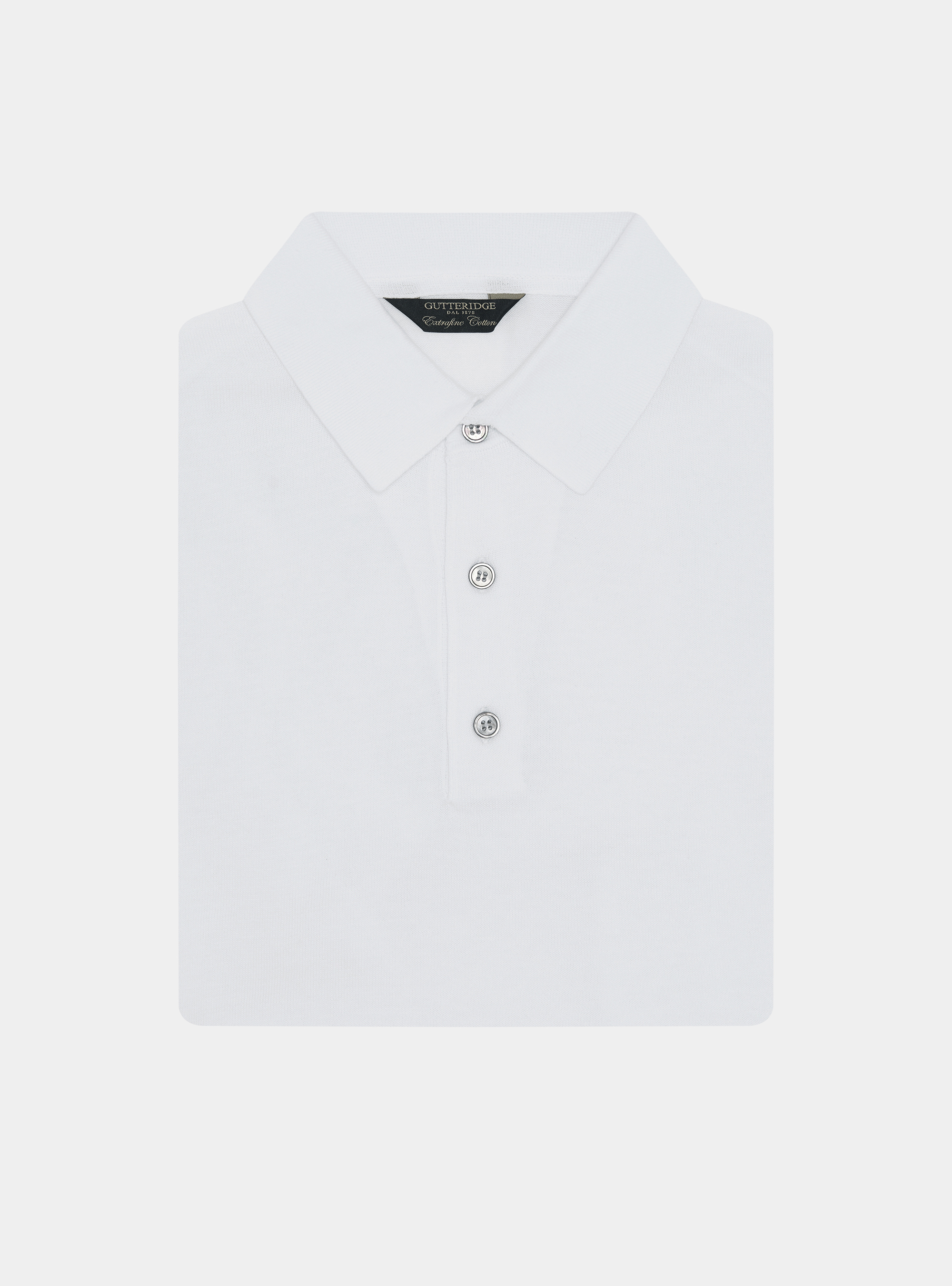 Extra-fine cotton knit polo shirt, WHITE