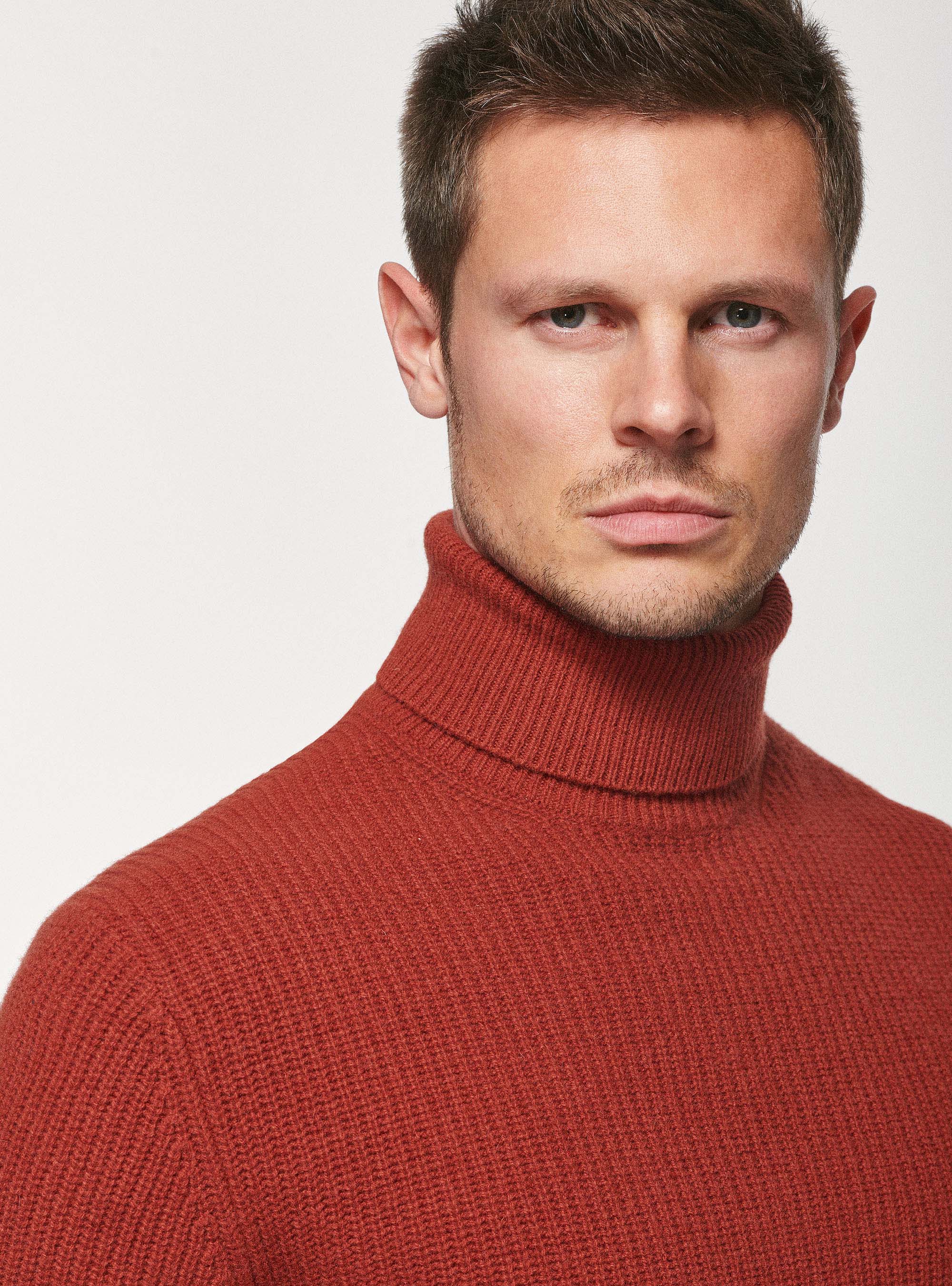 Pearl rib wool sweater, BRICK