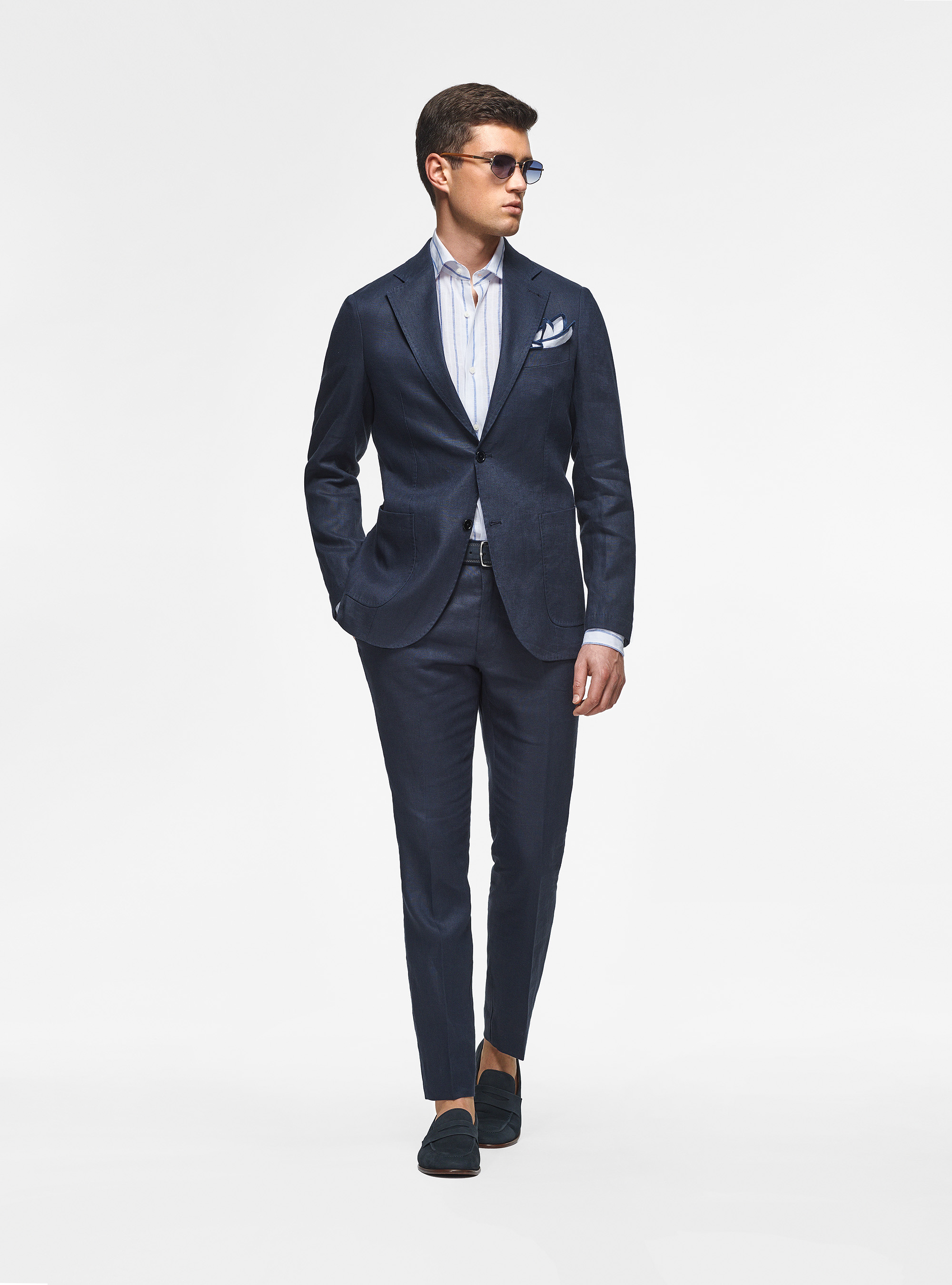 Giacca in puro lino, BLU NAVY