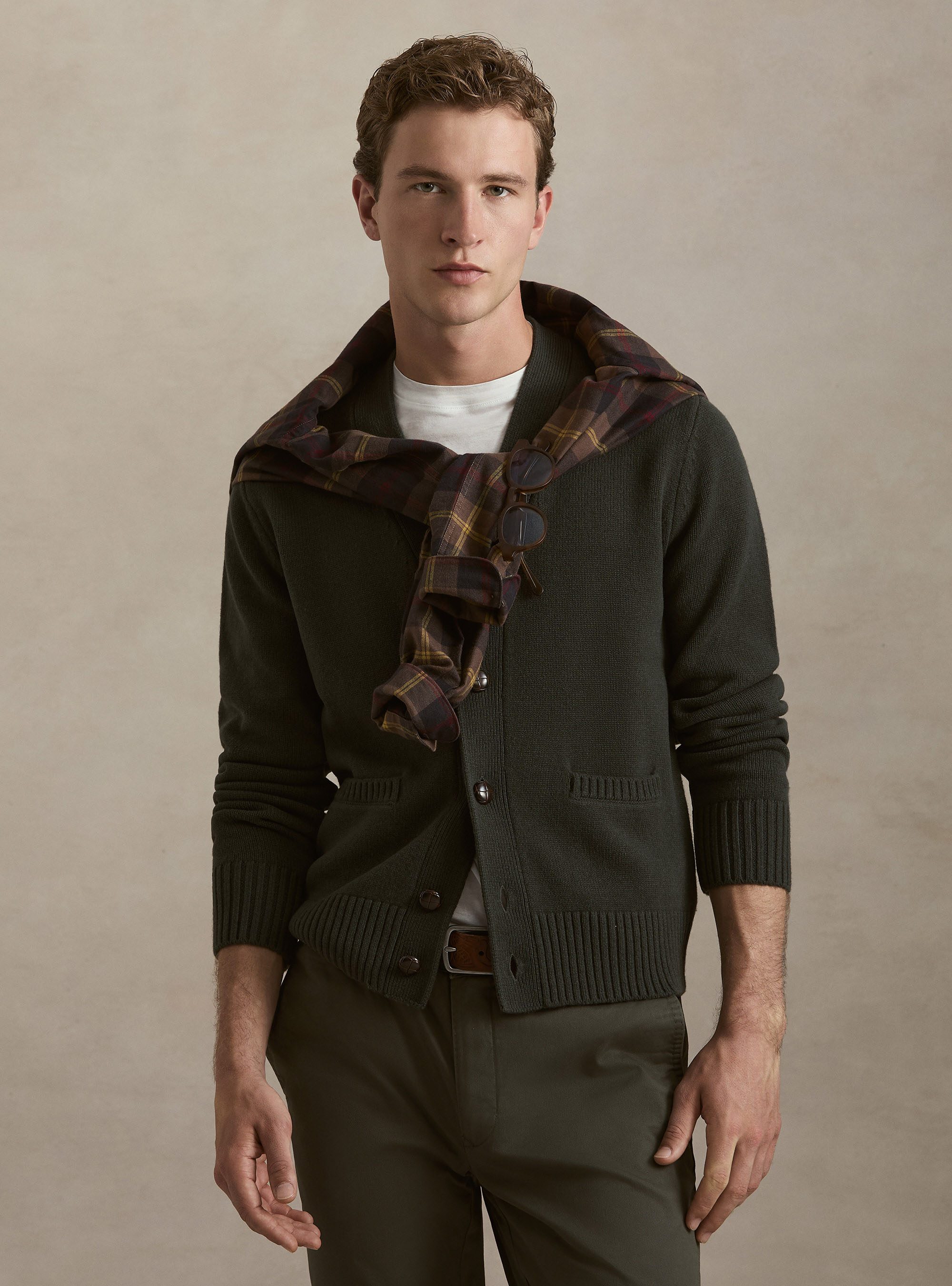 Cardigan con bottoni in lana e cashmere, MILITARE 0609C