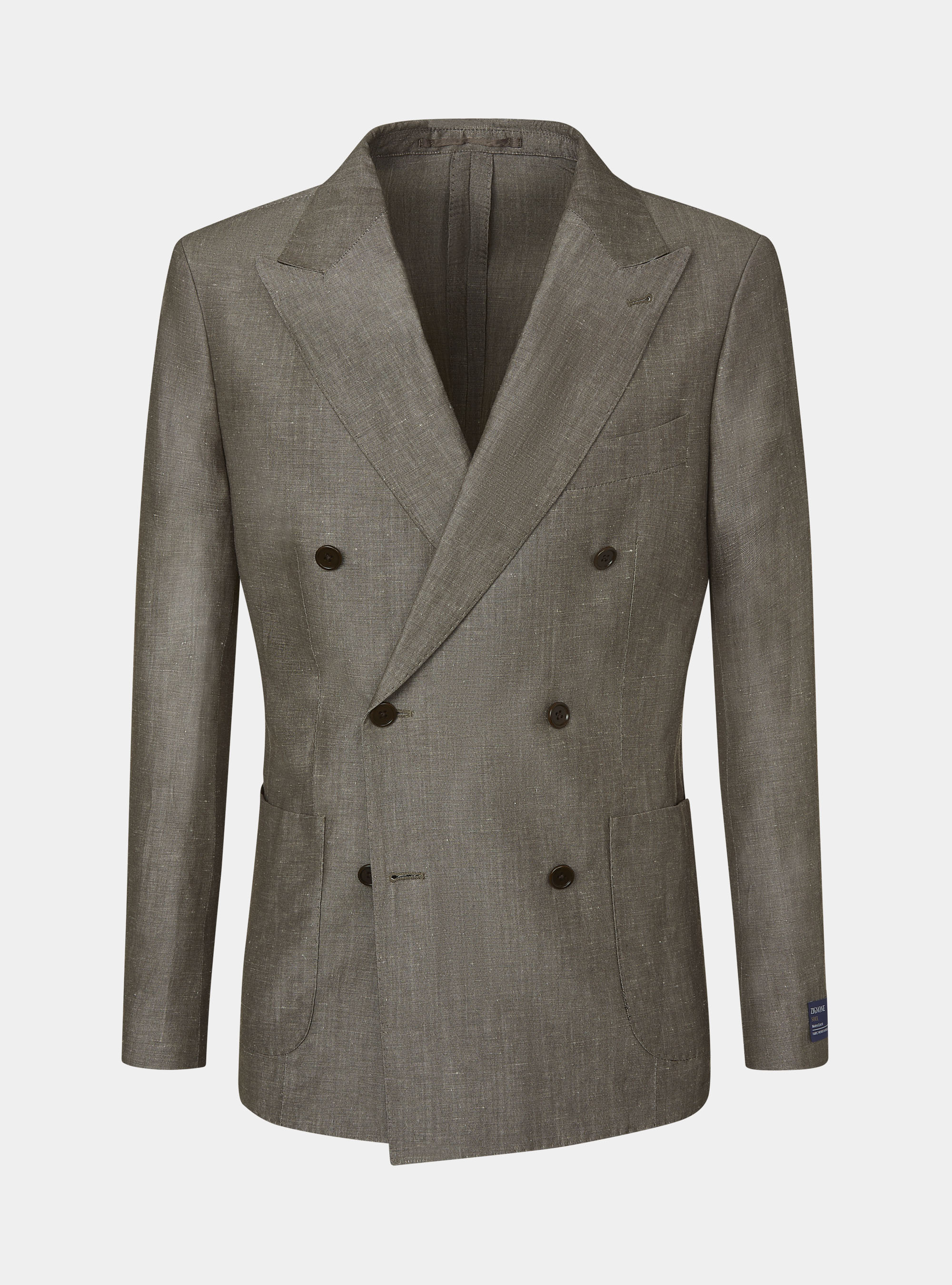 Zignone linen and wool double-breasted suit blazer, MUD