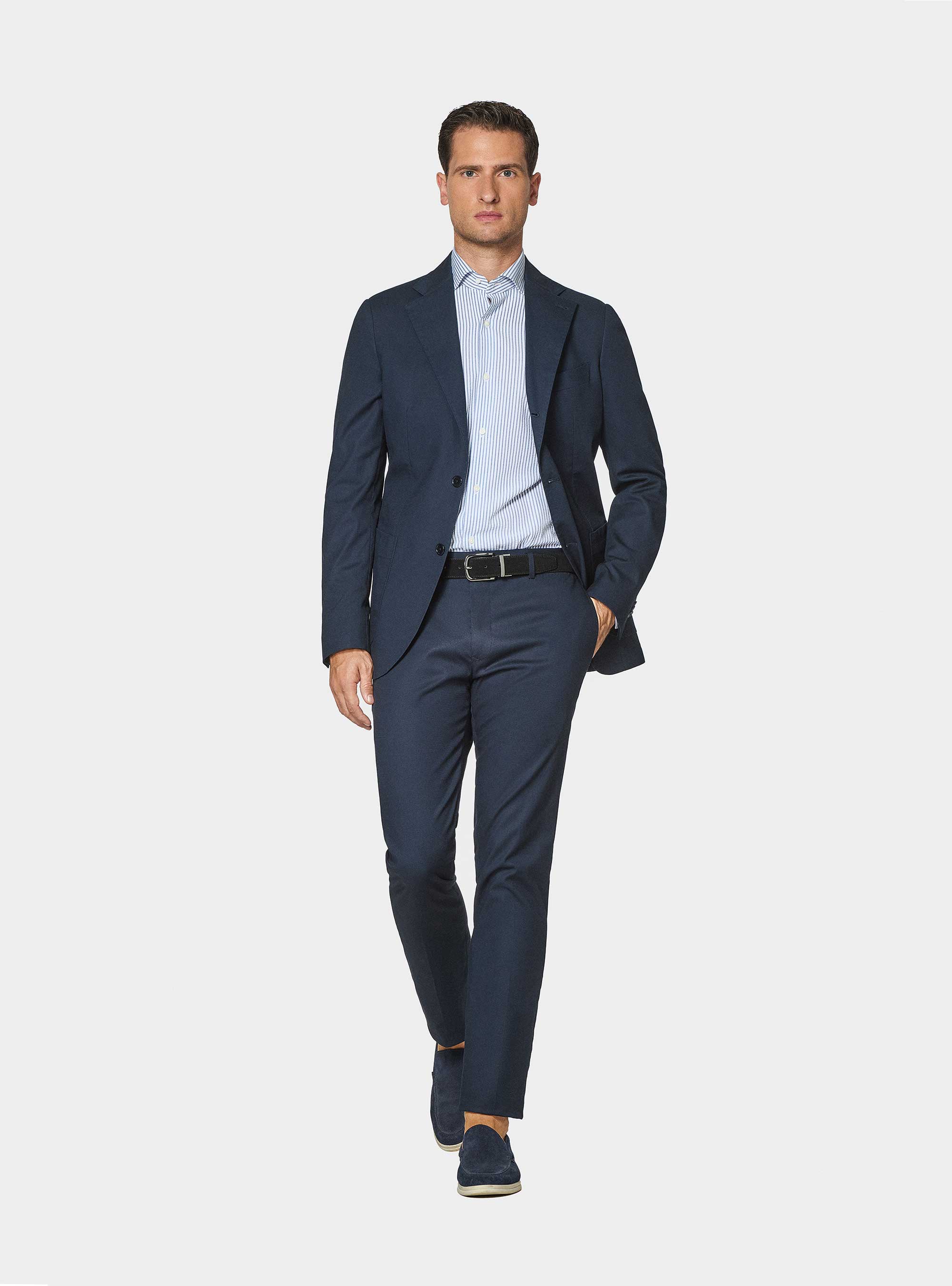 Giacca abito in cotone armaturato, BLU NAVY