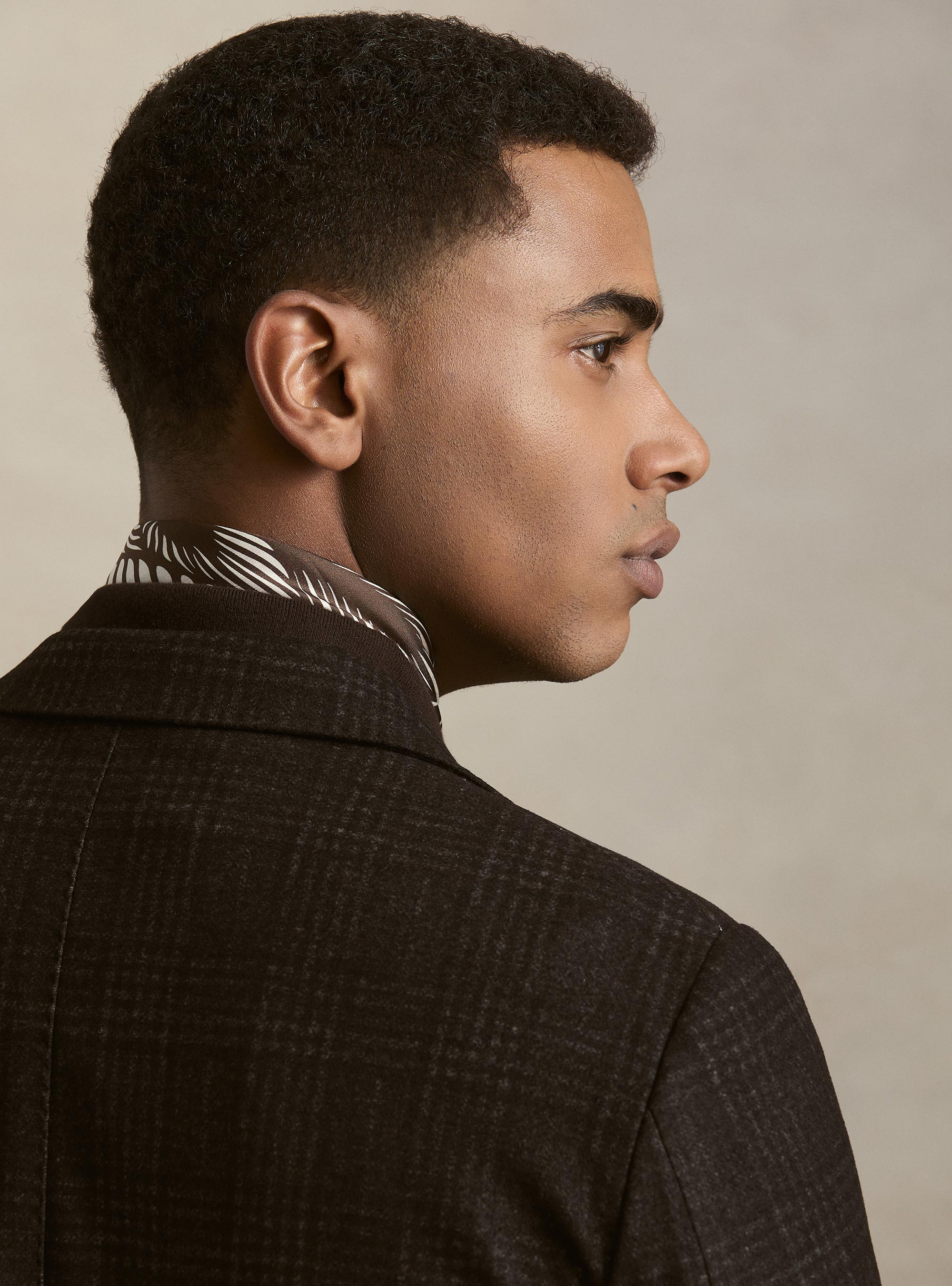 Single-Breasted Printed Jersey Blazer, BROWN
