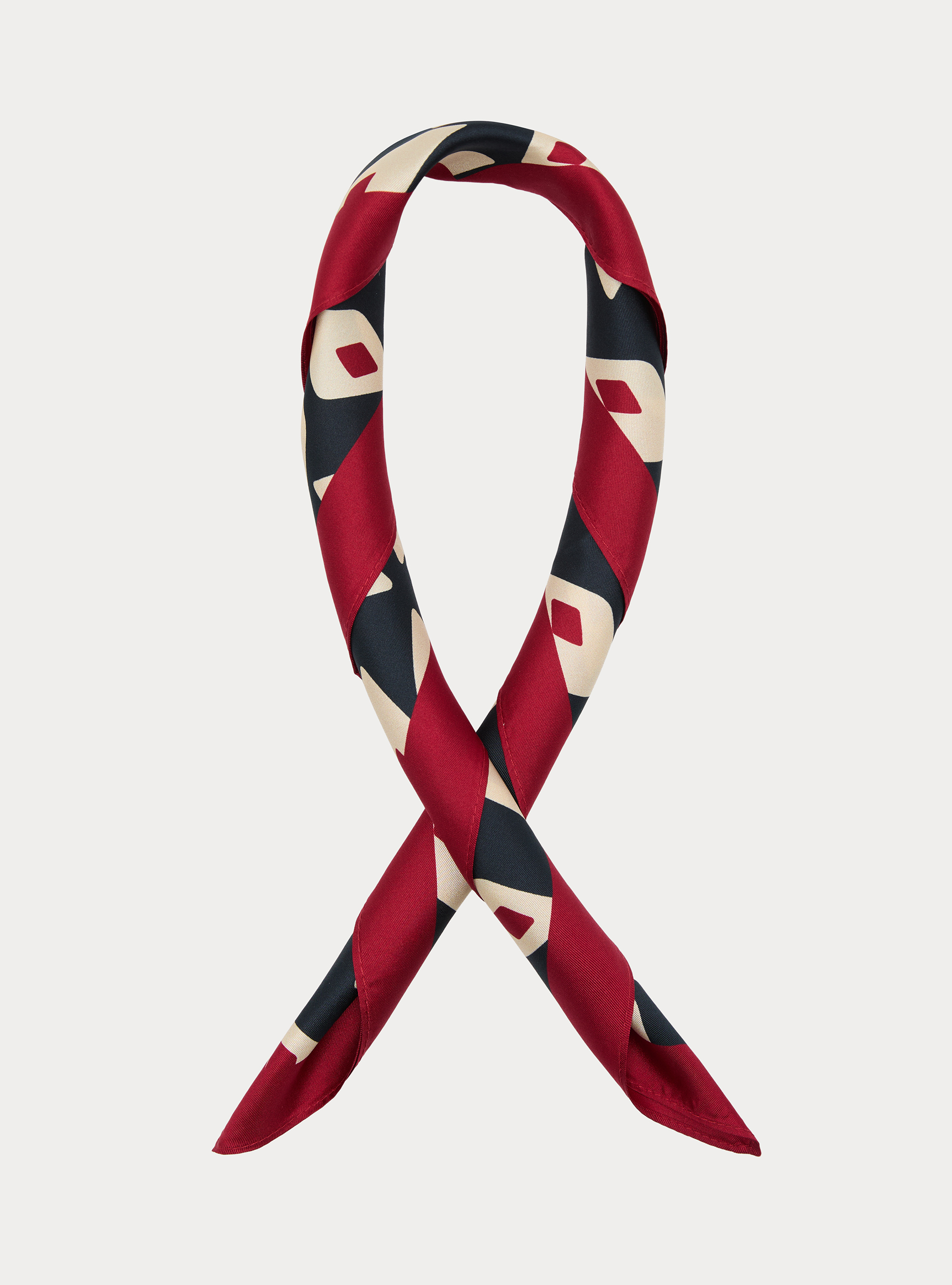 Seidentuch mit geometrischem Muster, NAVY 0218C