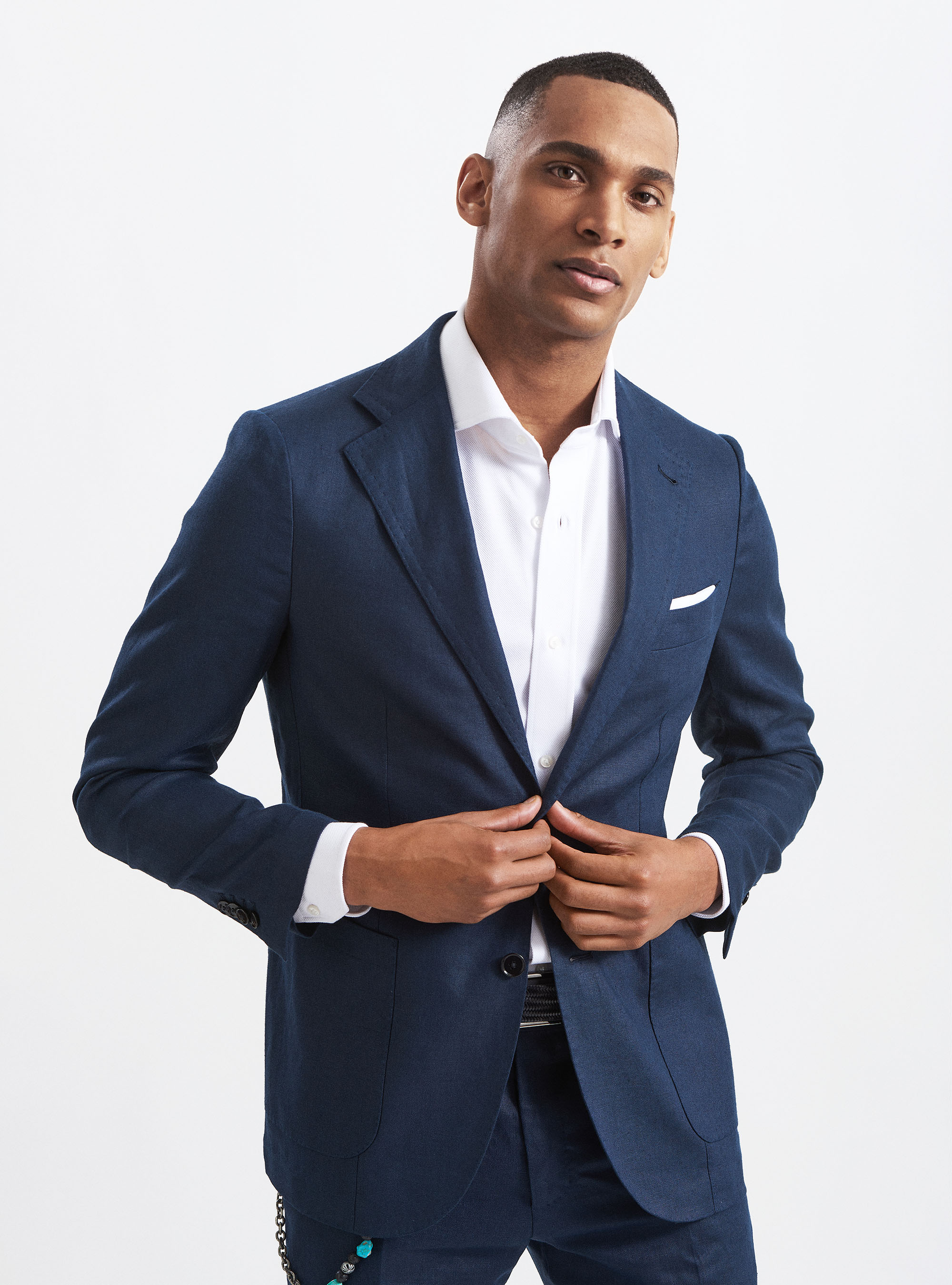 Giacca per abito in puro lino, BLU NAVY