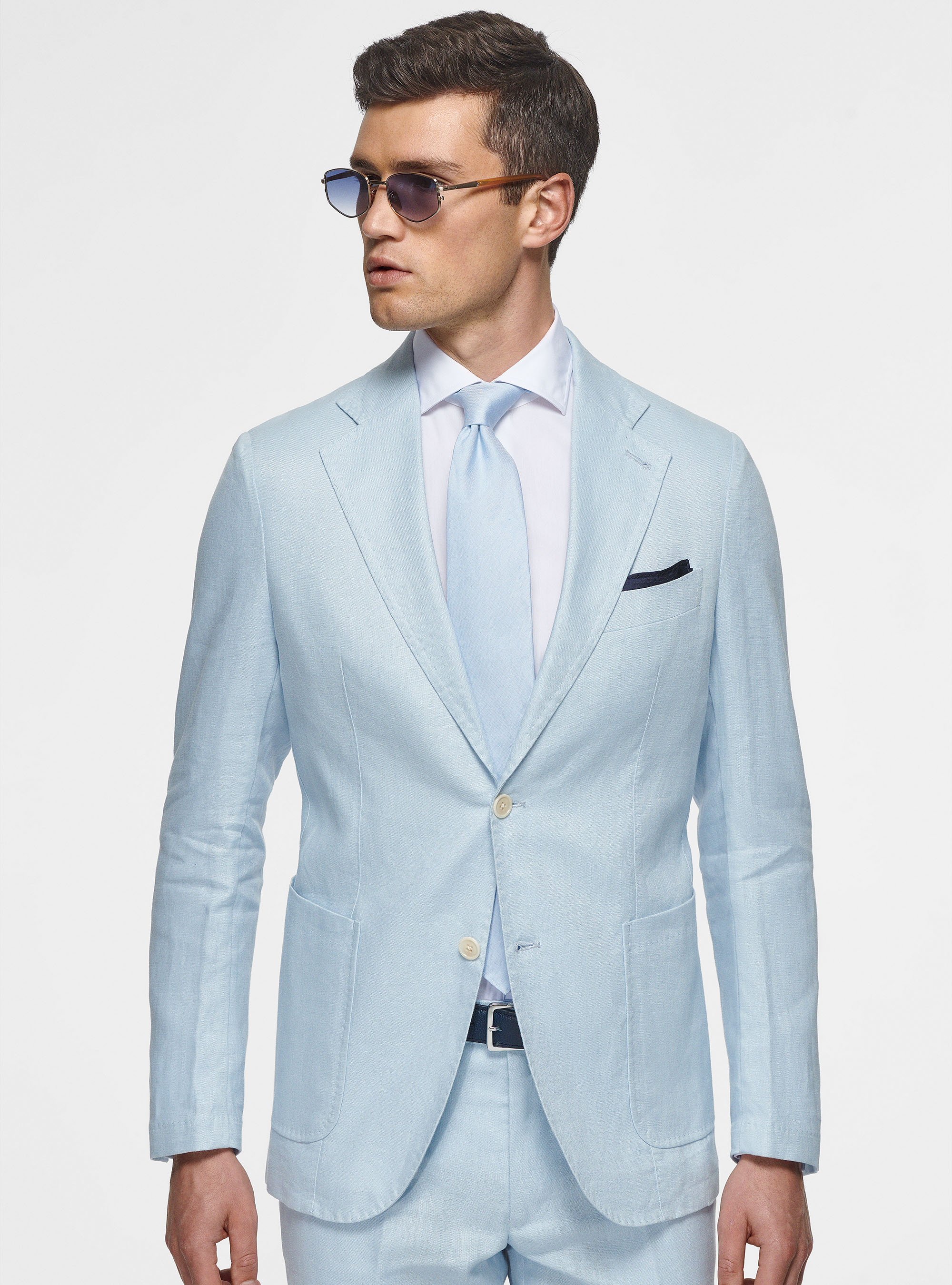 Giacca in puro lino, AZZURRO
