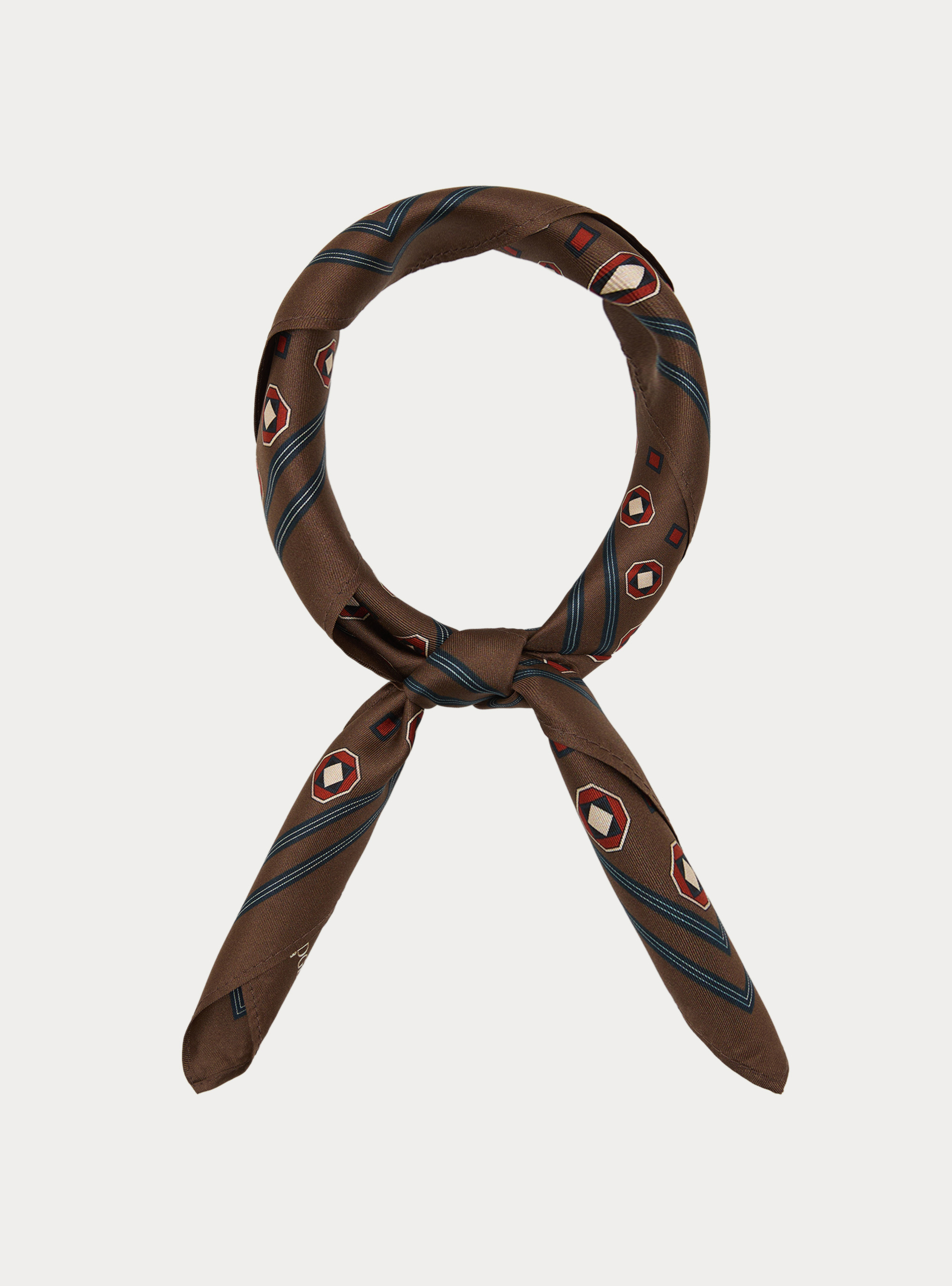 Seidentuch mit geometrischem Muster, MARRONE 0507C