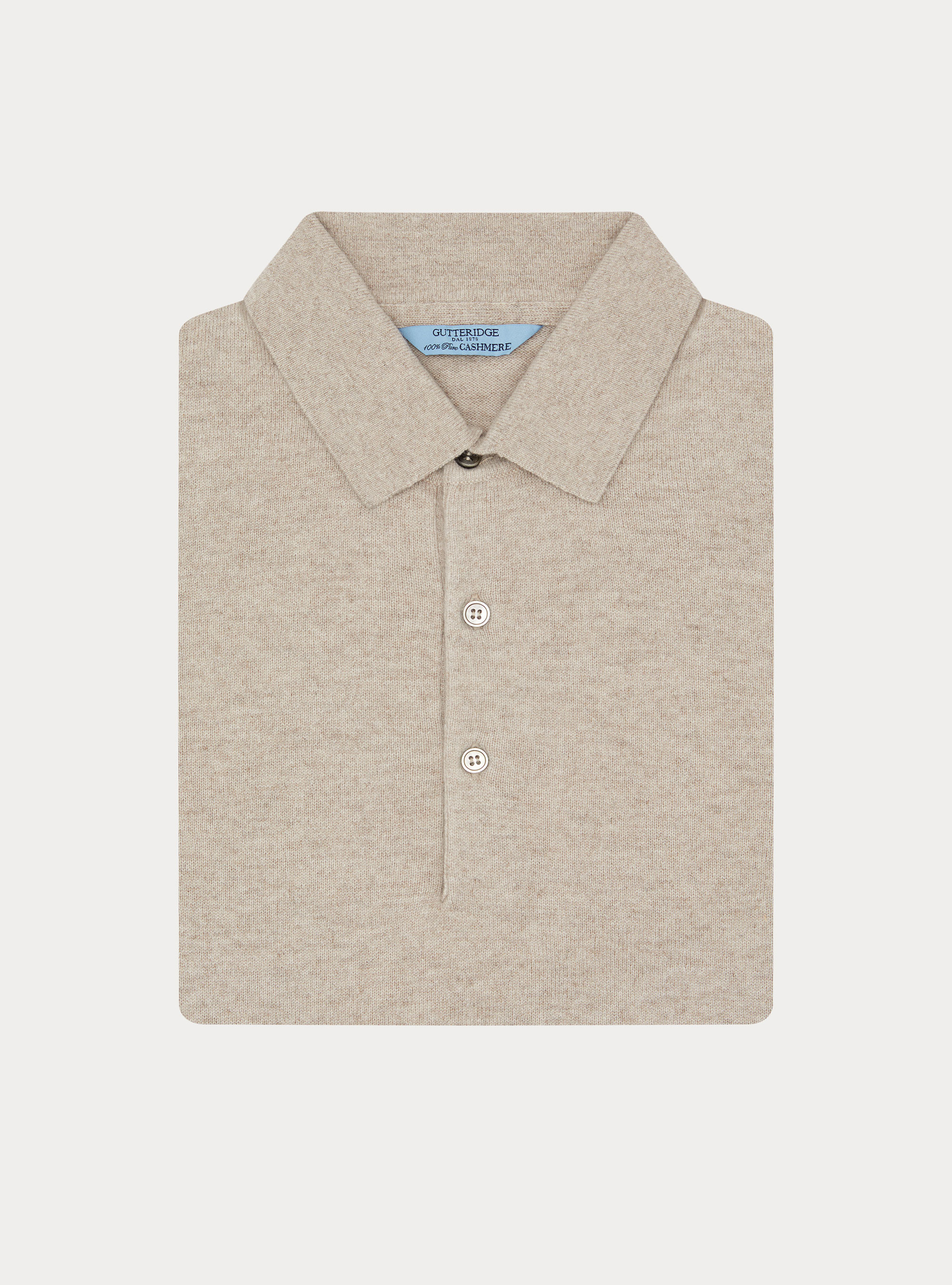 Polo de manga larga de cachemira pura, CRUDO