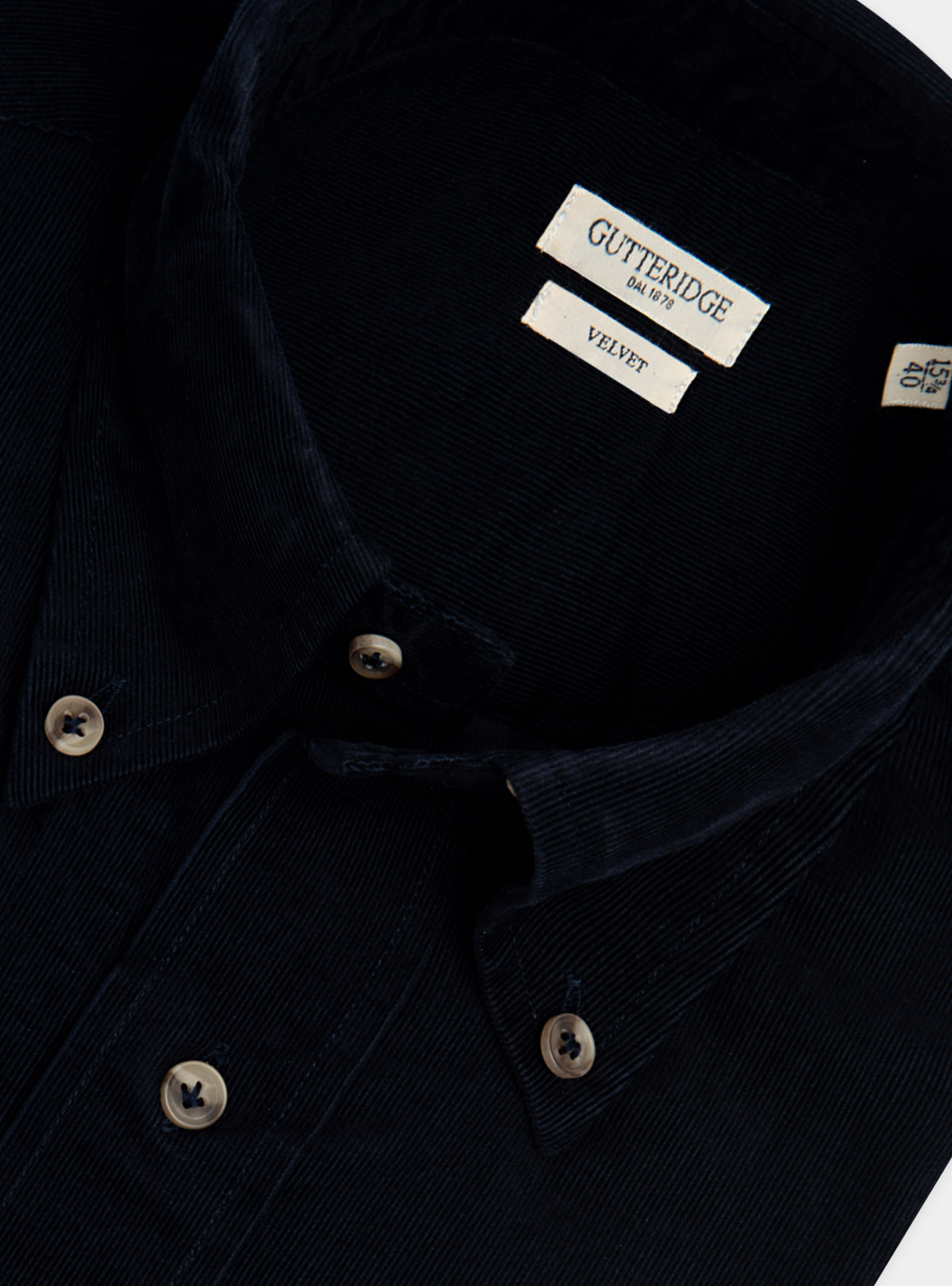 Hemd mit Button-Down-Kragen aus Baumwollsamt, NAVY 0218C