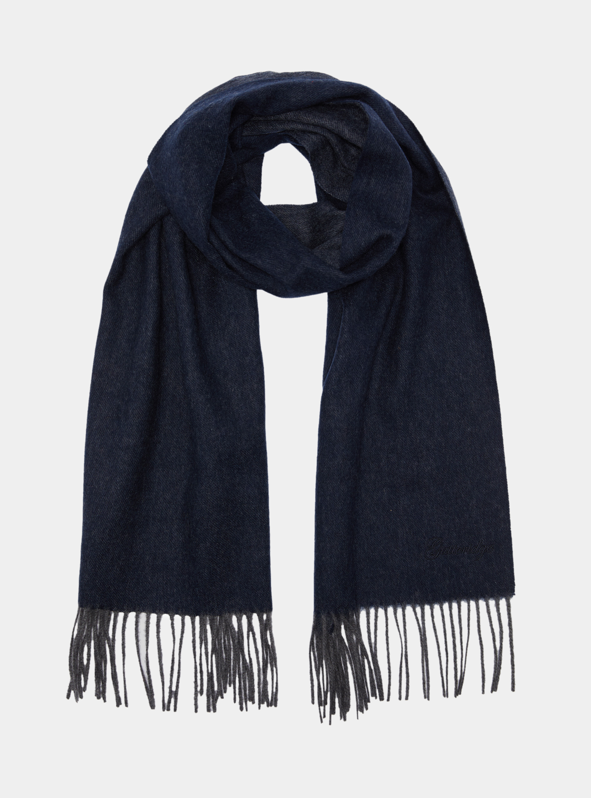 Sciarpa double face in lana e cashmere, BLU NAVY
