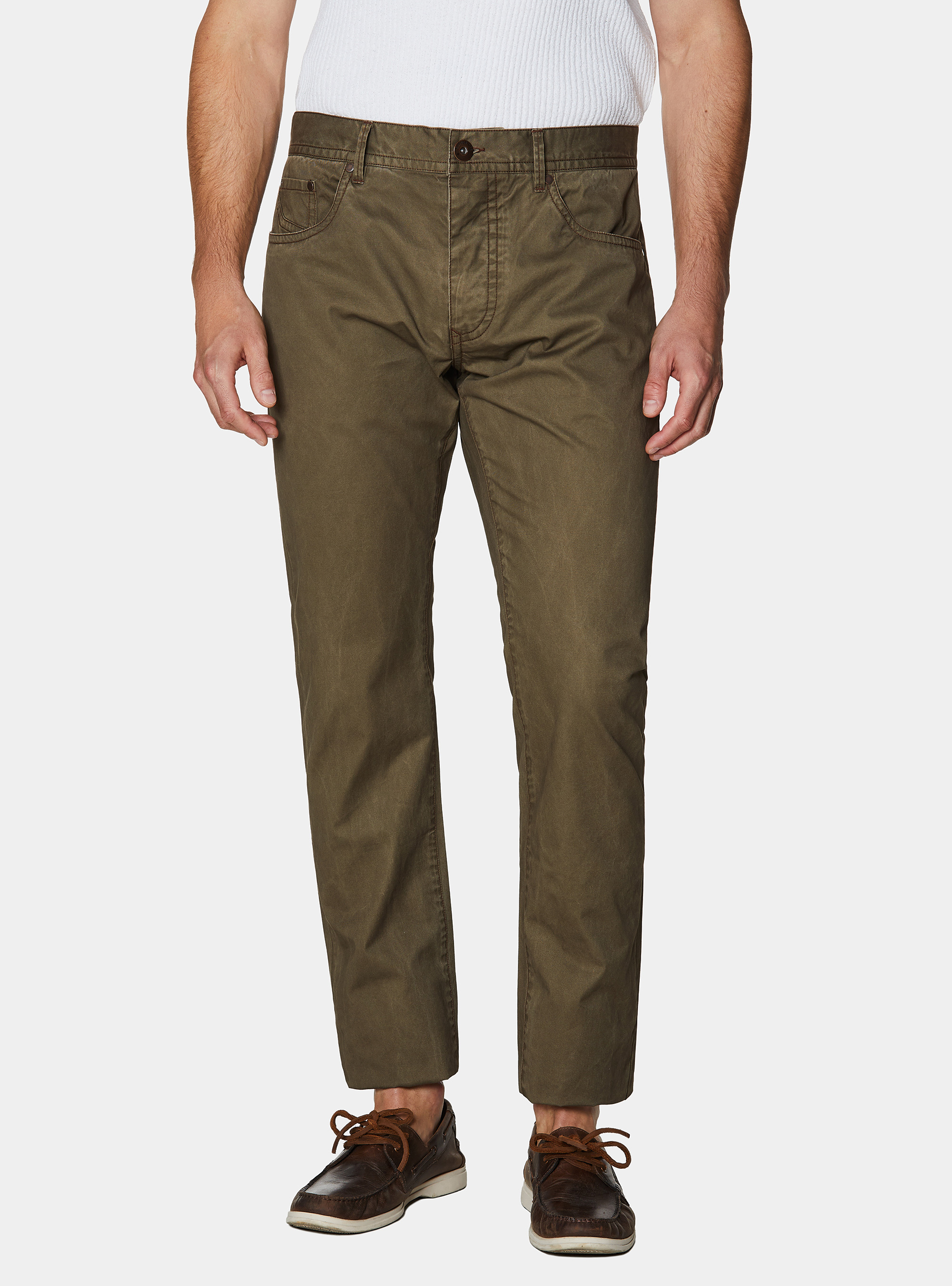 Slim fit cotton trousers, OLIVE
