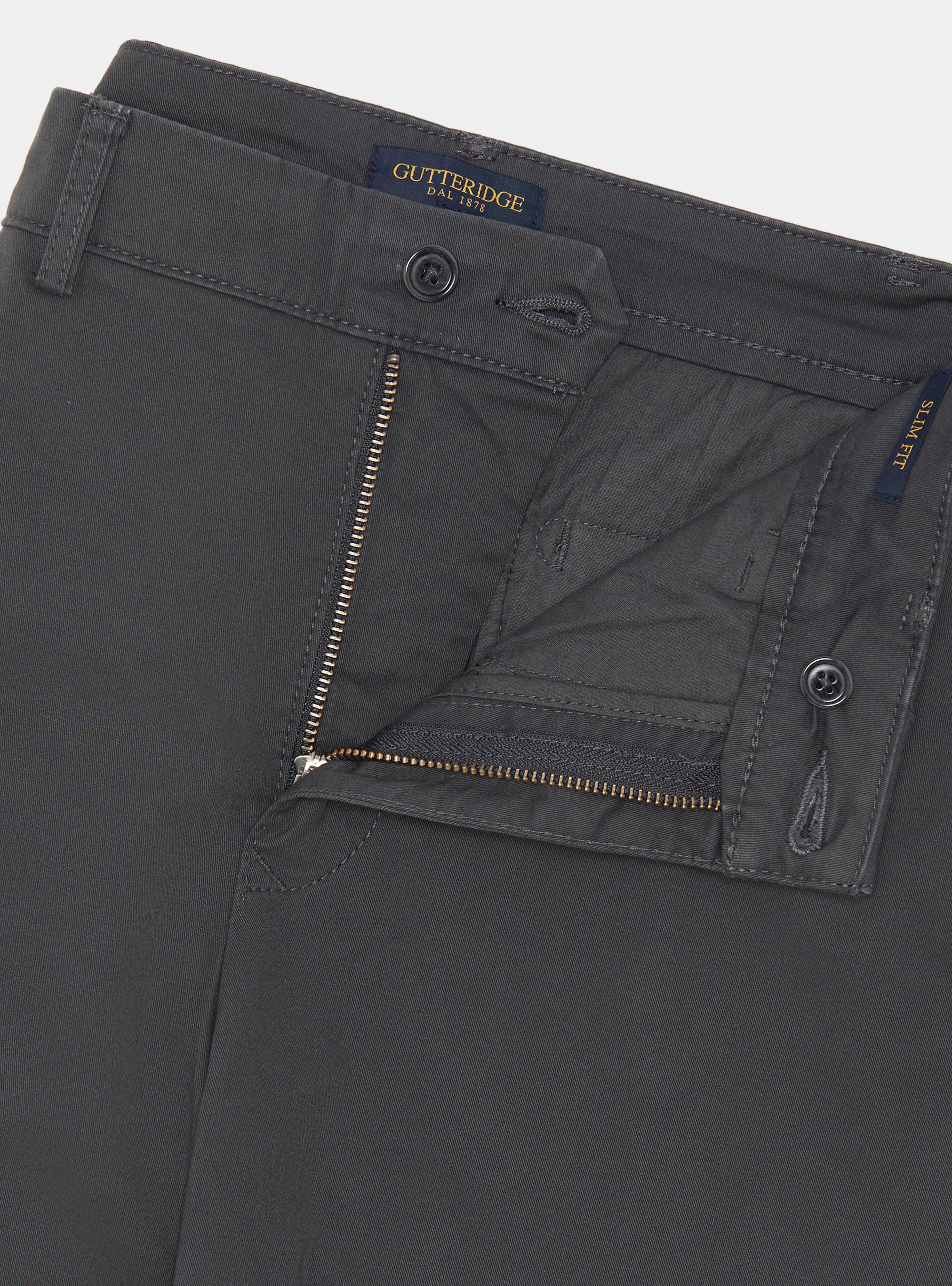 Pantal&oacute;n chino slim fit de sarga el&aacute;stica, GRIS MARENGO