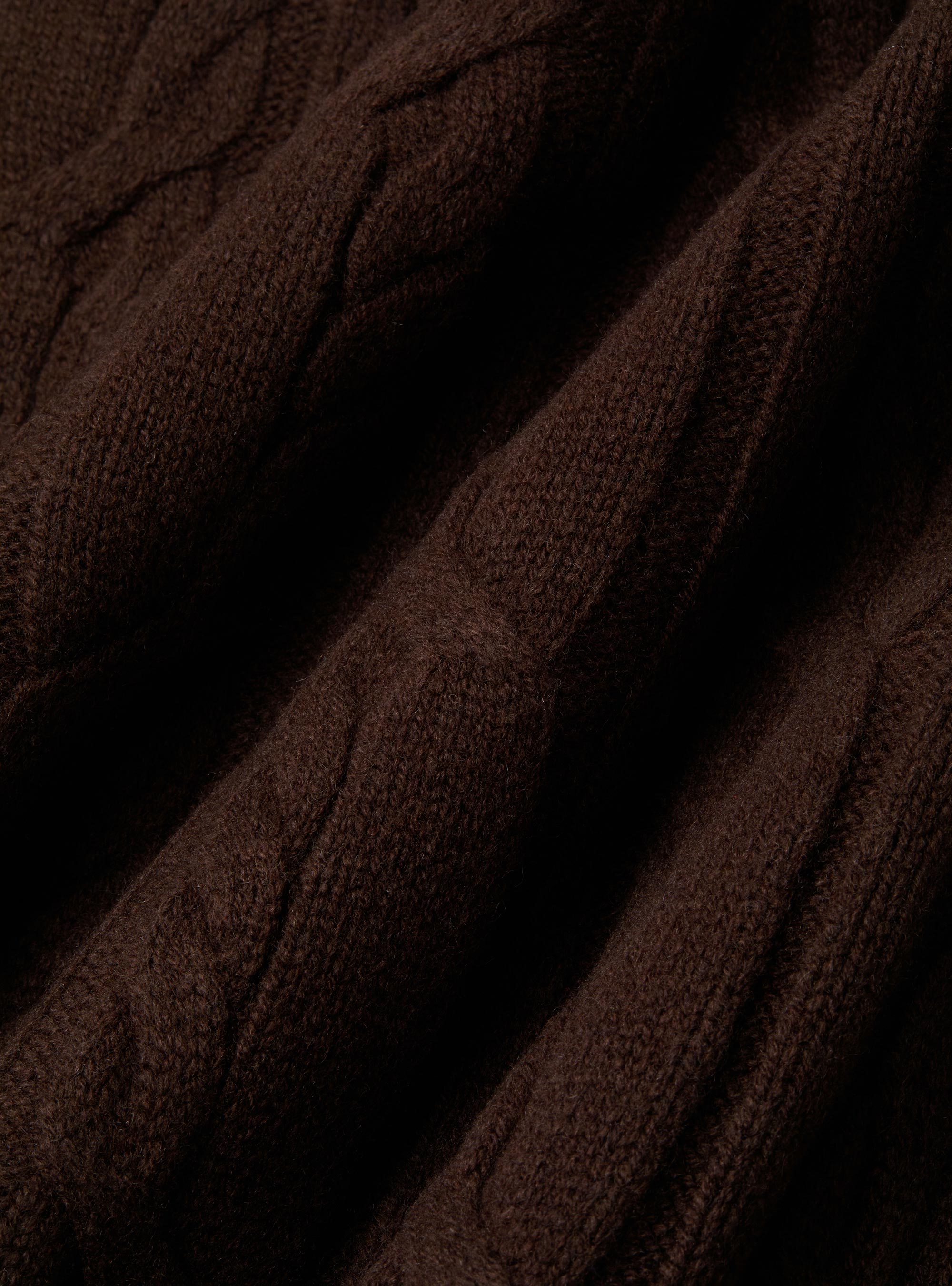 Cardigan a treccia in lana e cashmere, MARRONE
