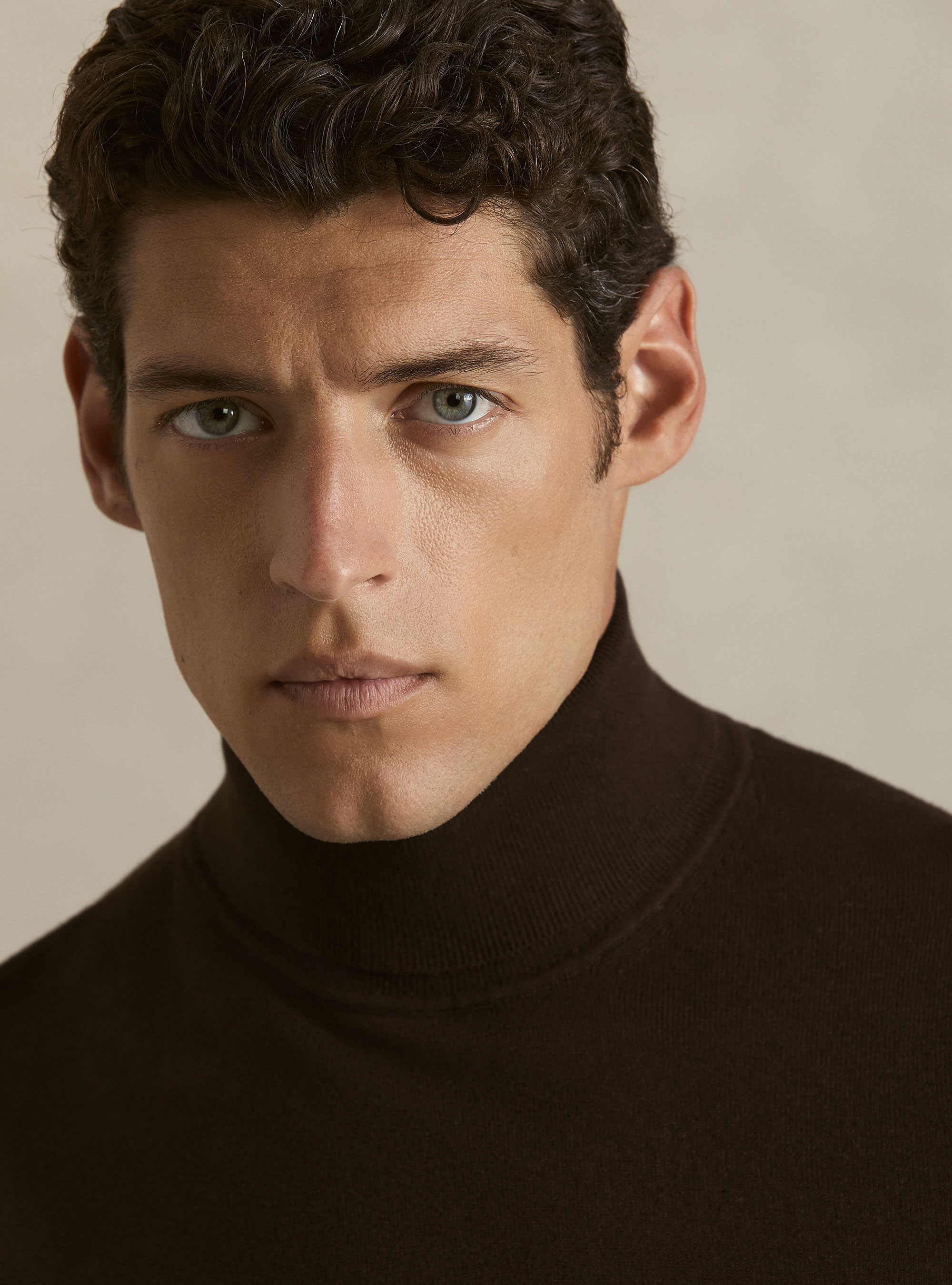 Dolcevita in cotone e cashmere, MARRONE