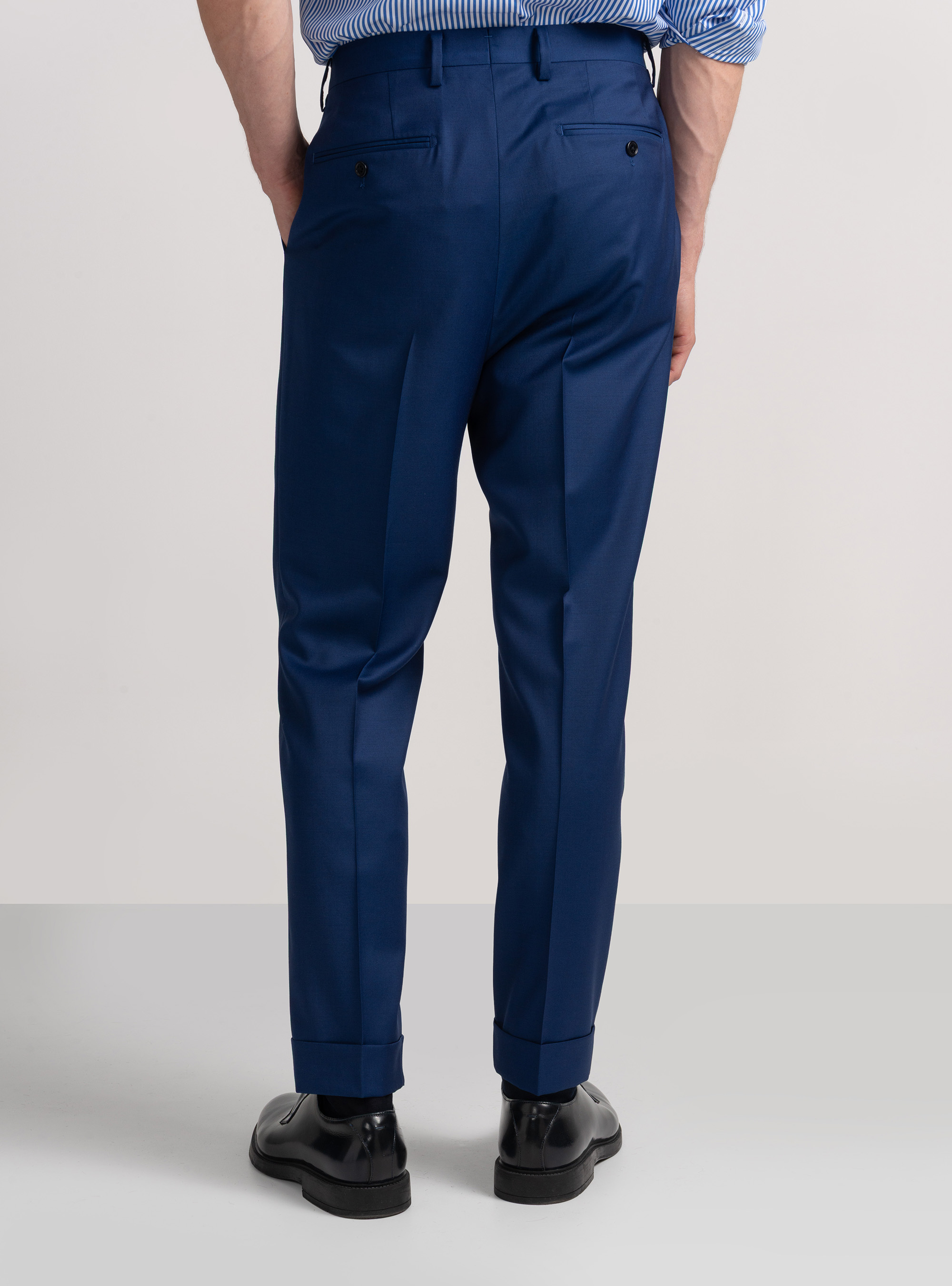 Pantaloni con pince per abito doppiopetto in lana reda superfine 110's, BASALTO