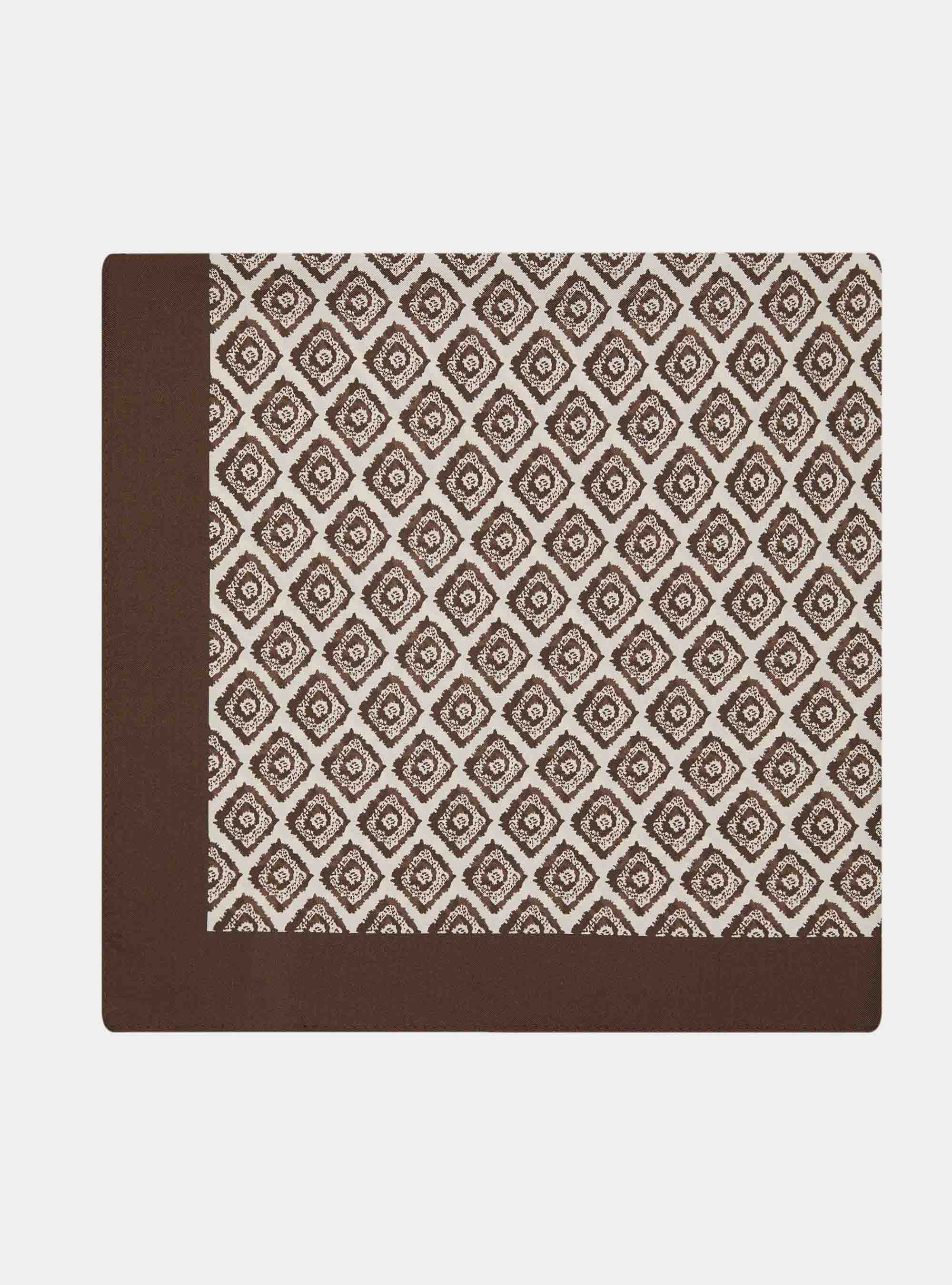 Seidentuch mit geometrischem Muster, MARRONE 0507C