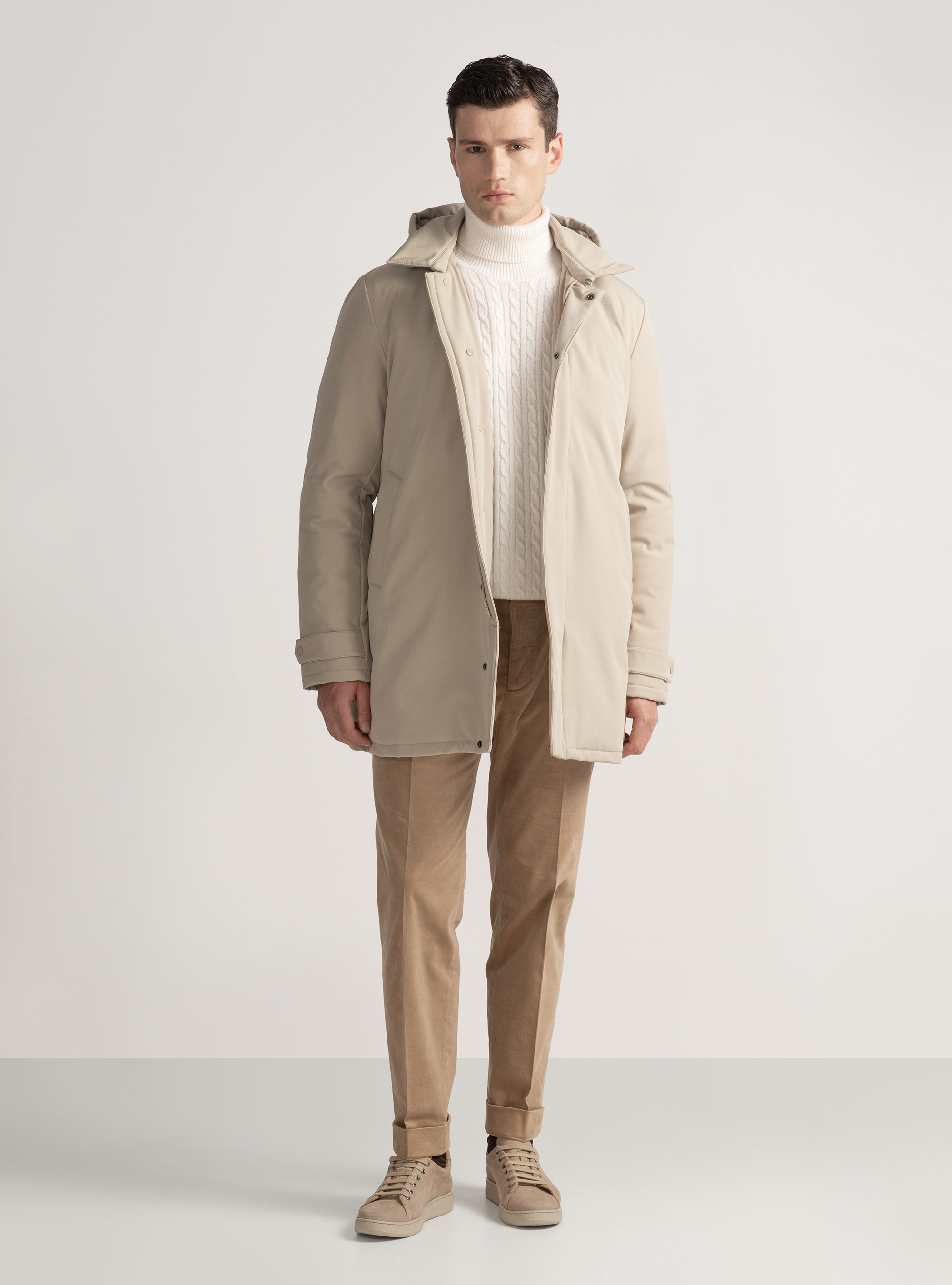 Parka tecnico con cappuccio, SABBIA
