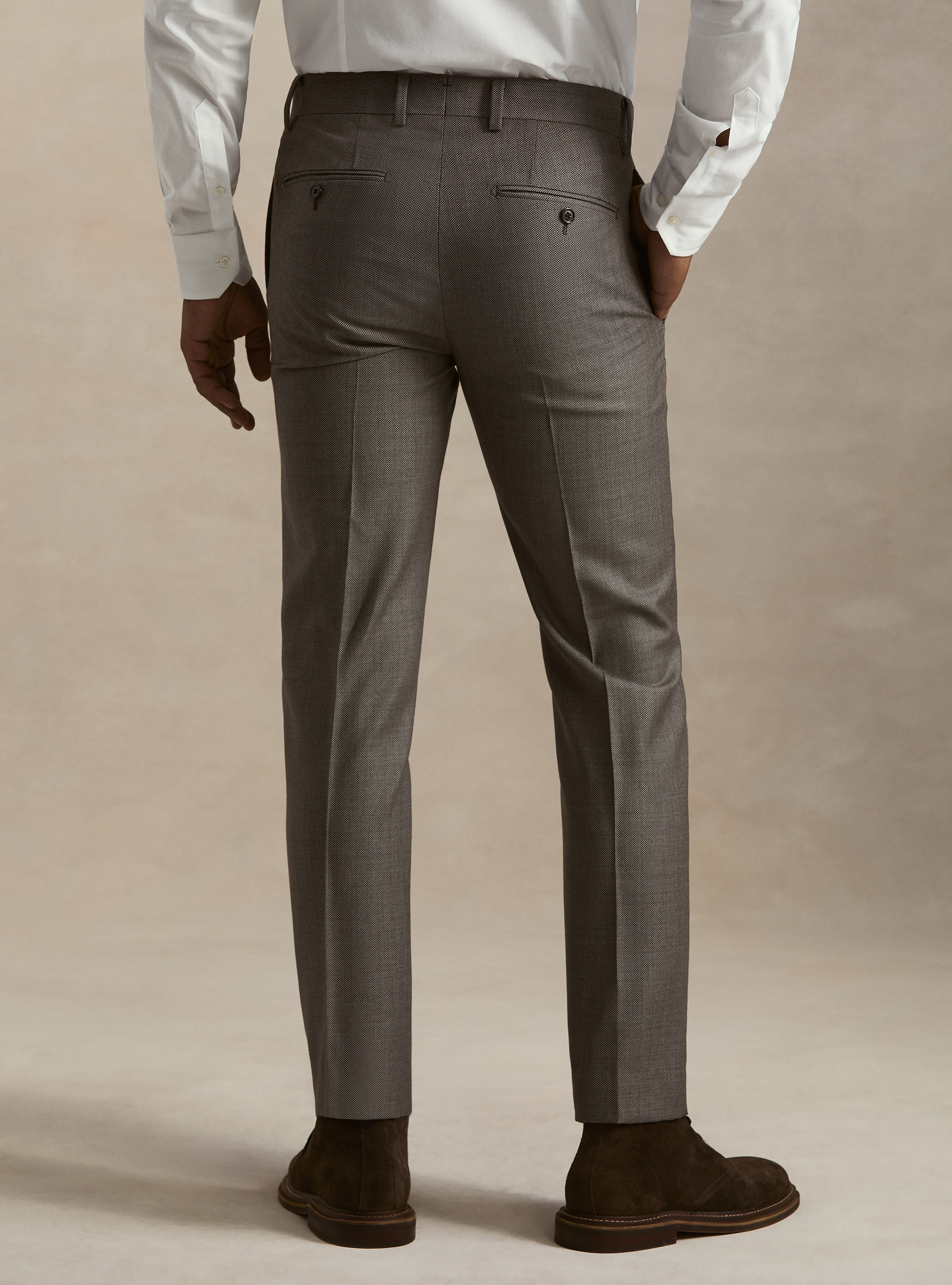 Pantalon de costume en pure laine oeil de perdrix Vitale Barberis Canonico, MARRONE 0508C