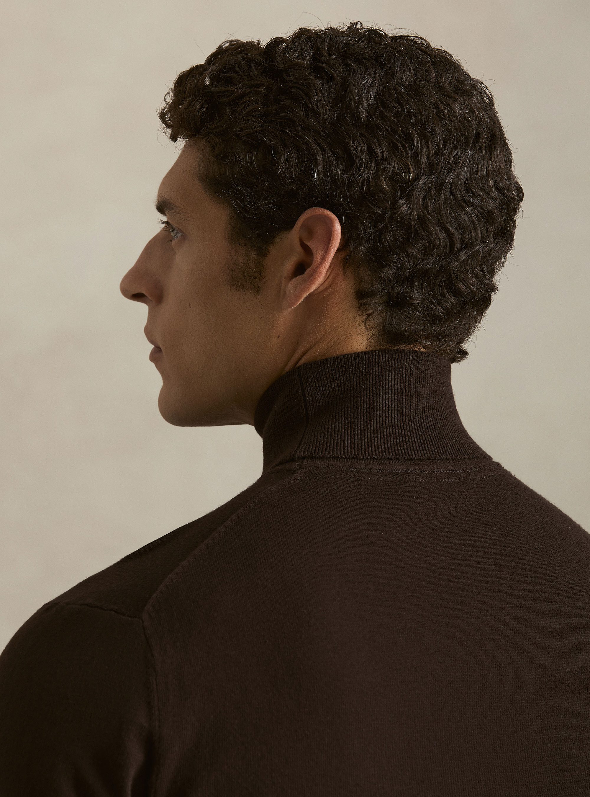 Dolcevita in cotone e cashmere, MARRONE
