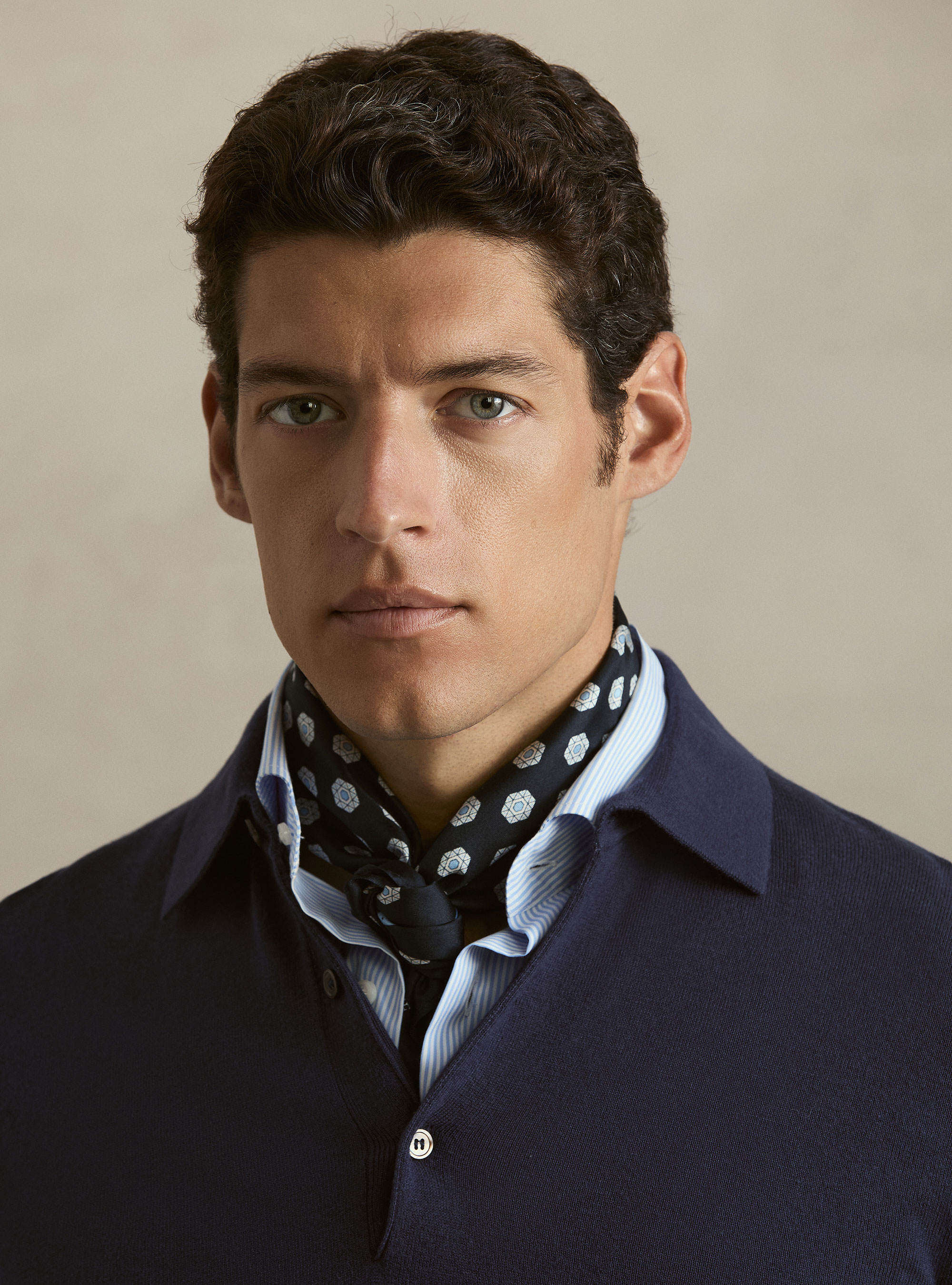 Polo in maglia di cotone e cashmere, INCHIOSTRO
