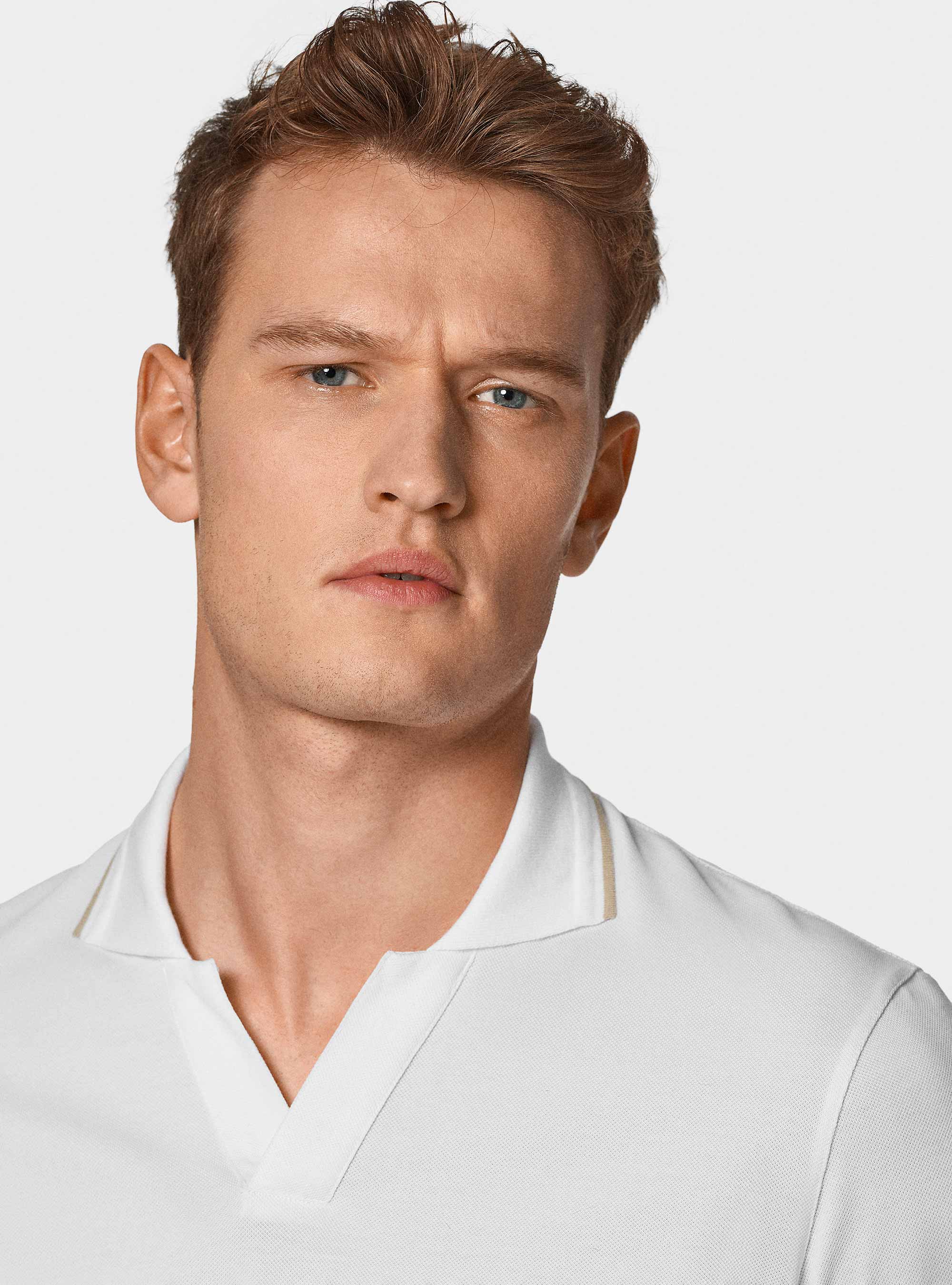 GT01 buttonless stretch pique polo shirt, WHITE
