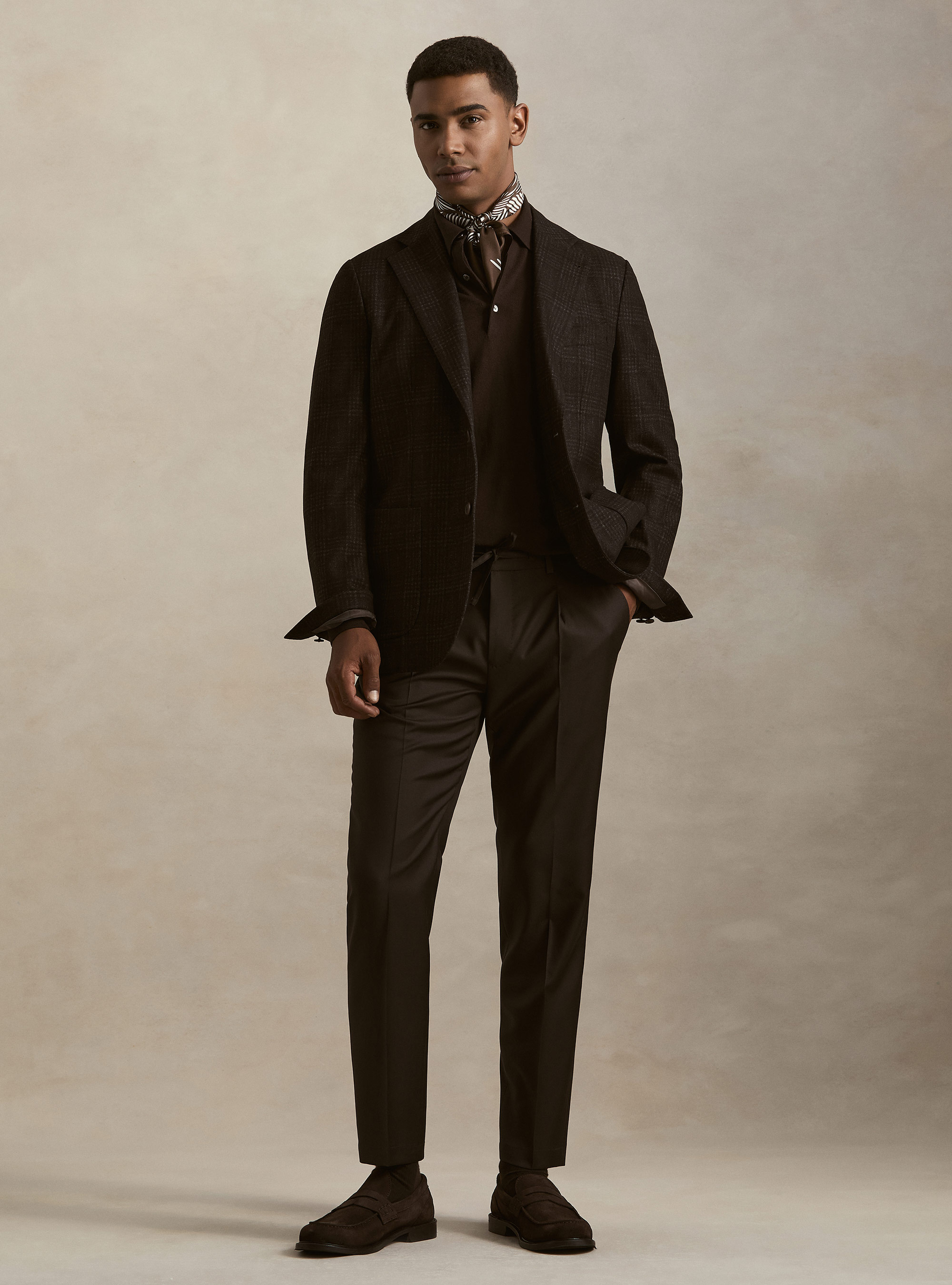 Single-Breasted Printed Jersey Blazer, BROWN
