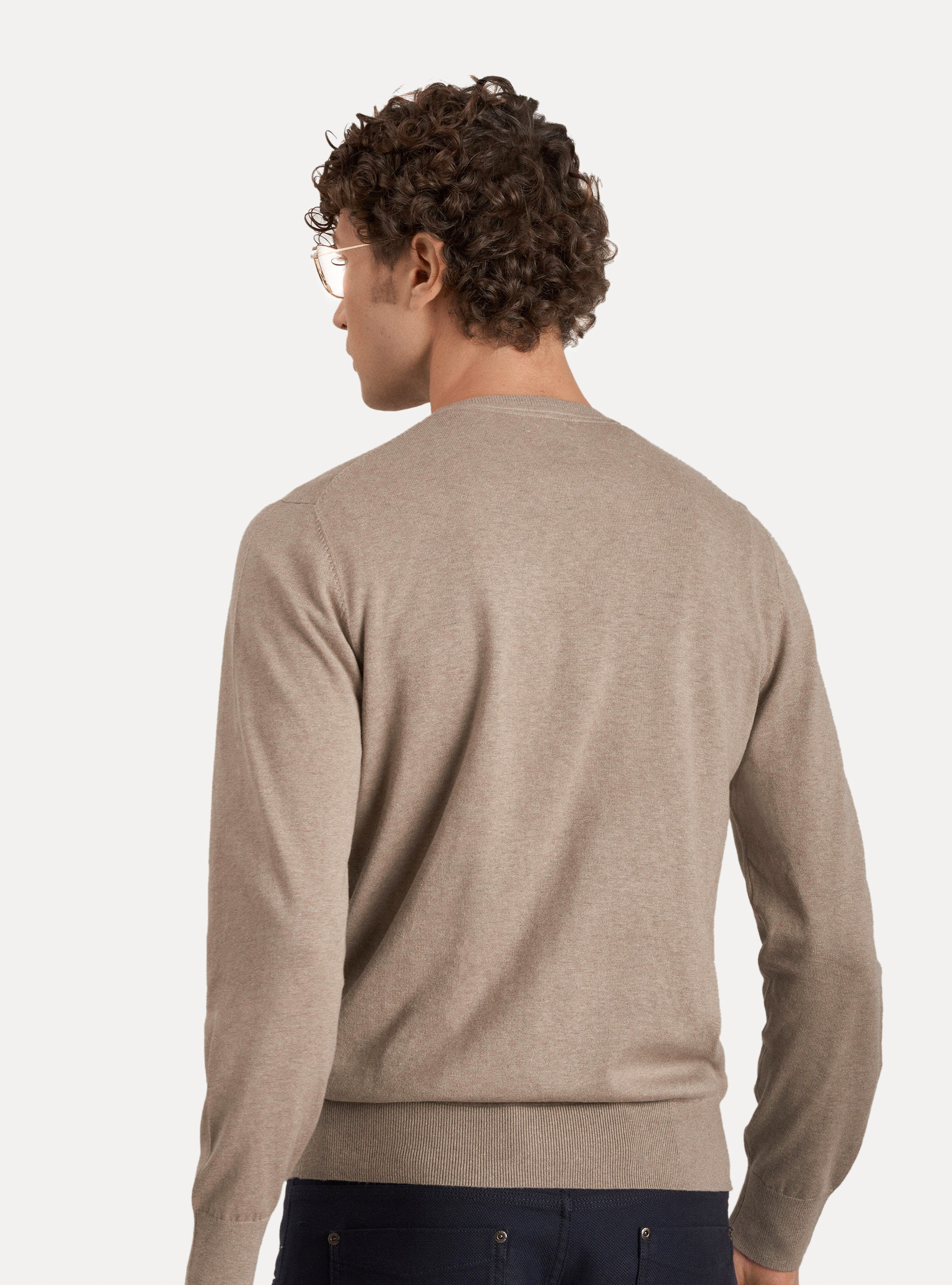Cotton silk and cashmere crew-neck sweater, ECRU