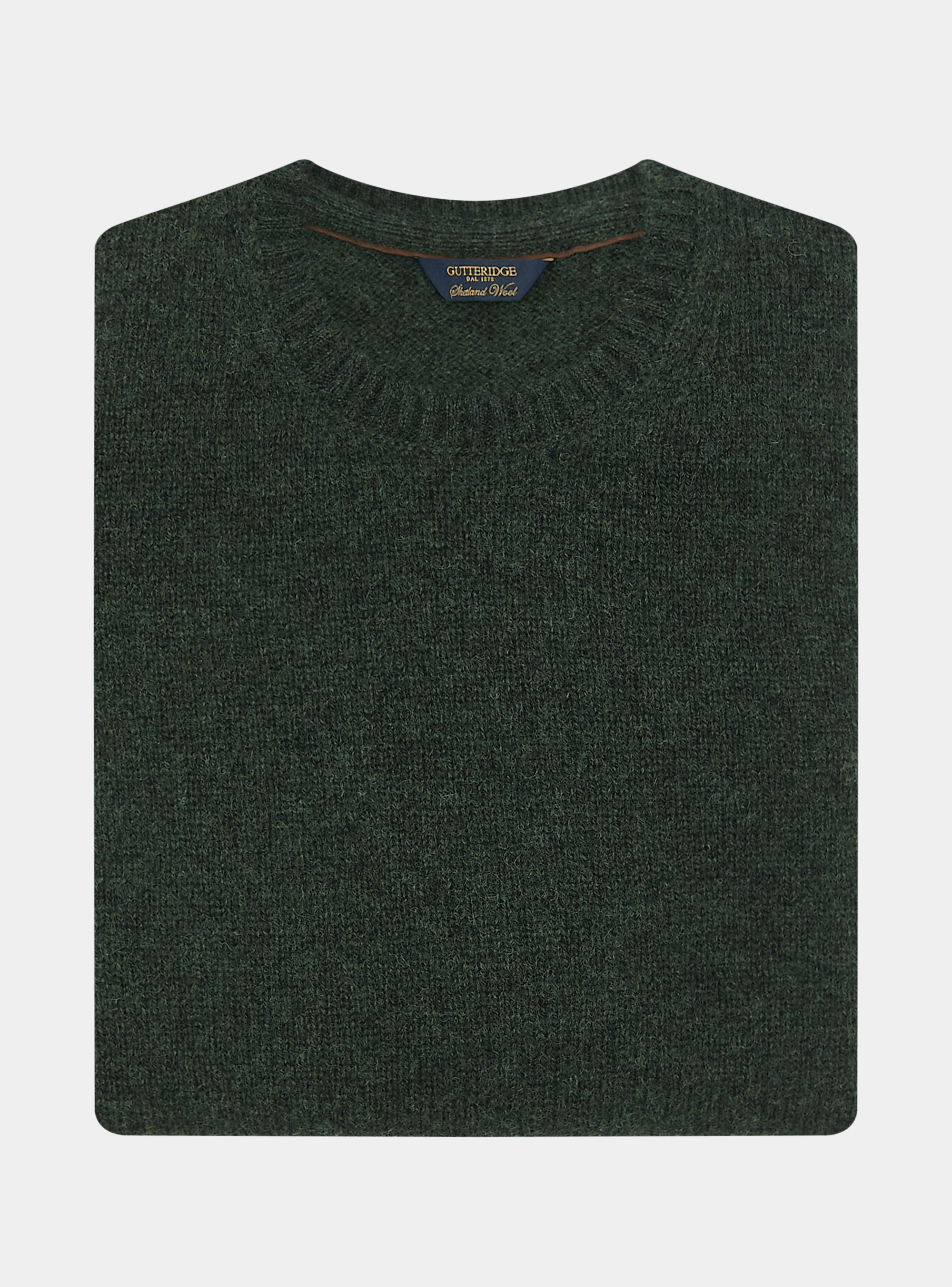 Maglia girocollo in lana shetland, VERDE