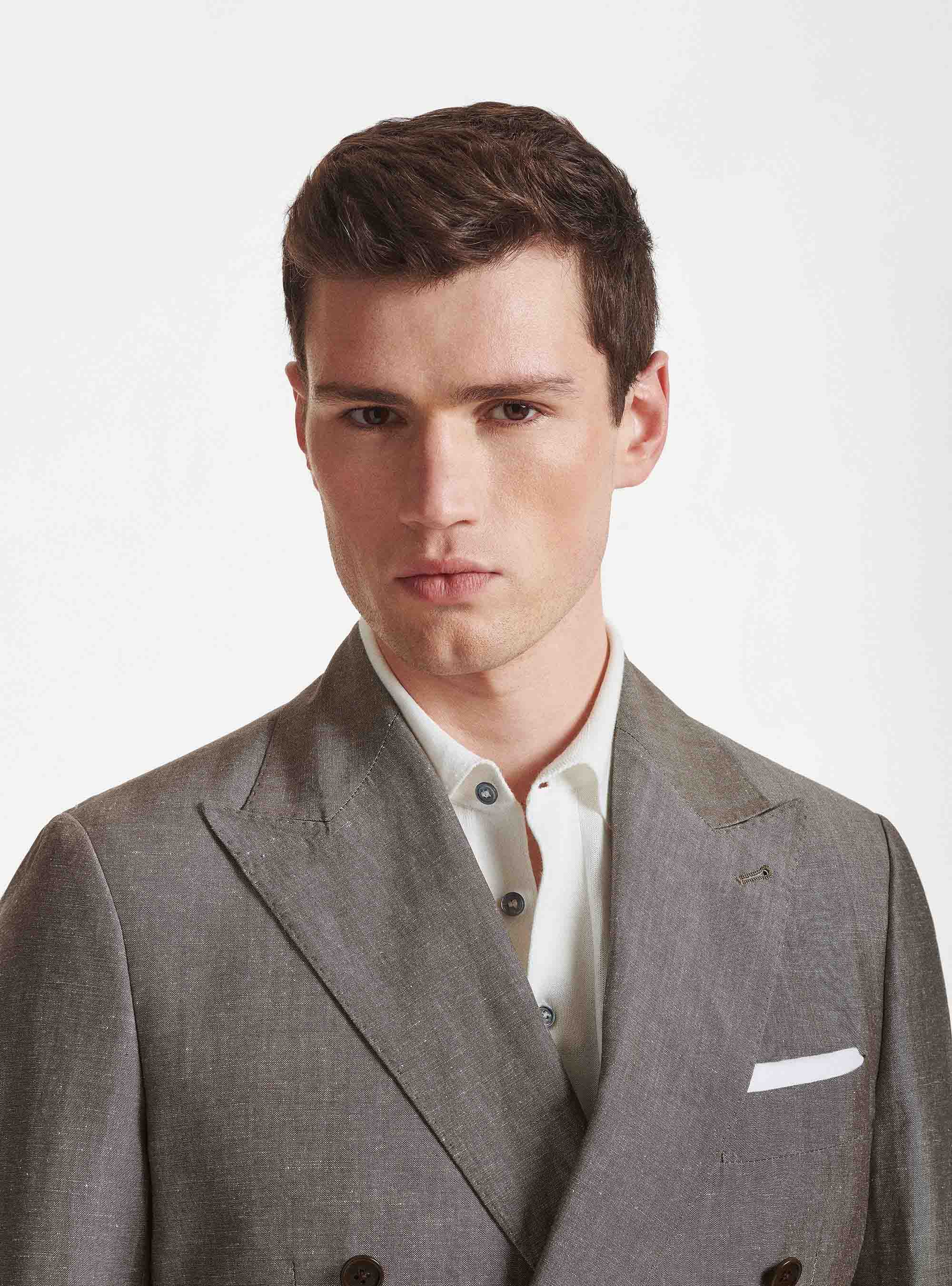 Zignone linen and wool double-breasted suit blazer, MUD