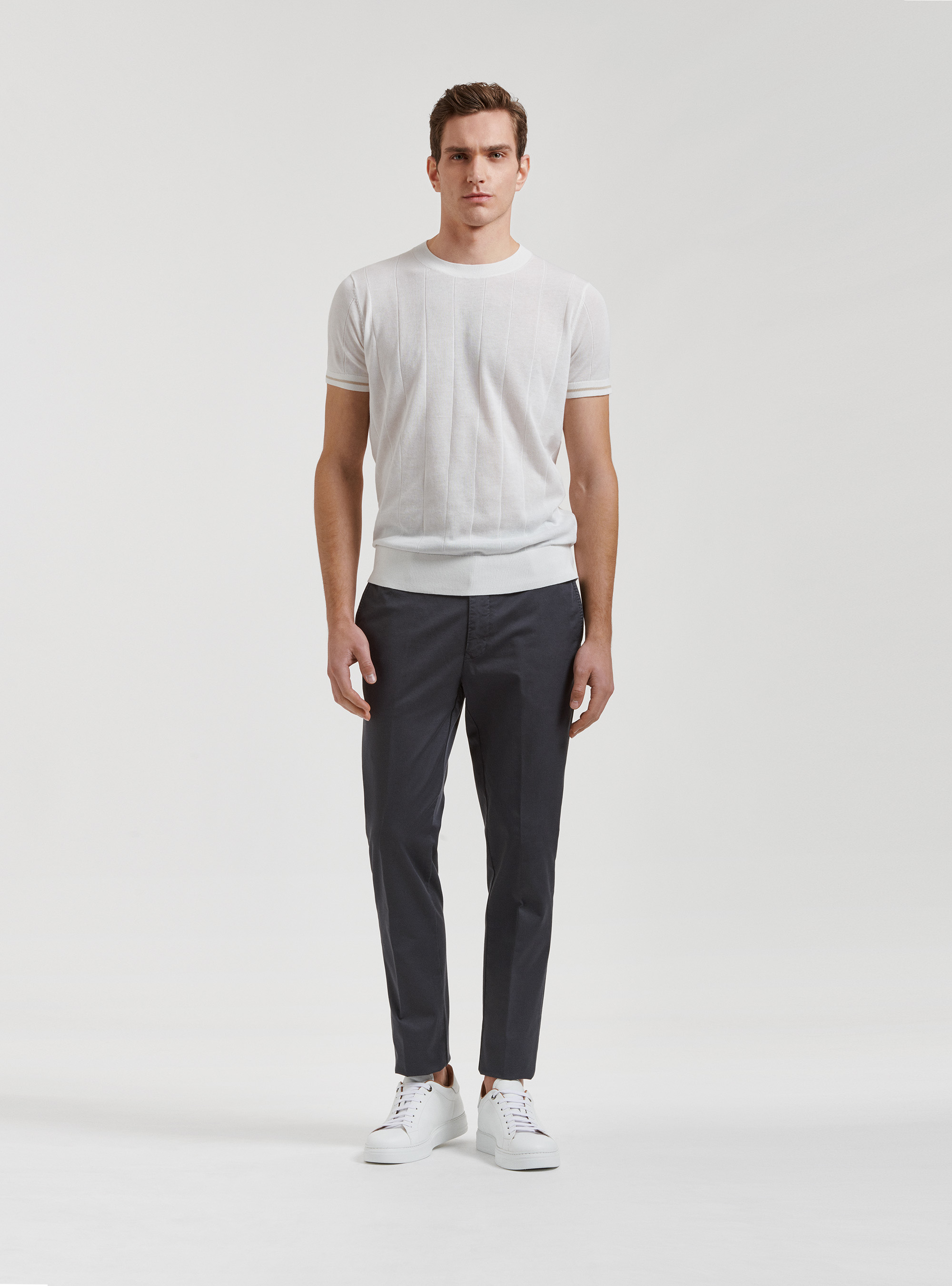 Pure cotton jersey in flat rib, WHITE