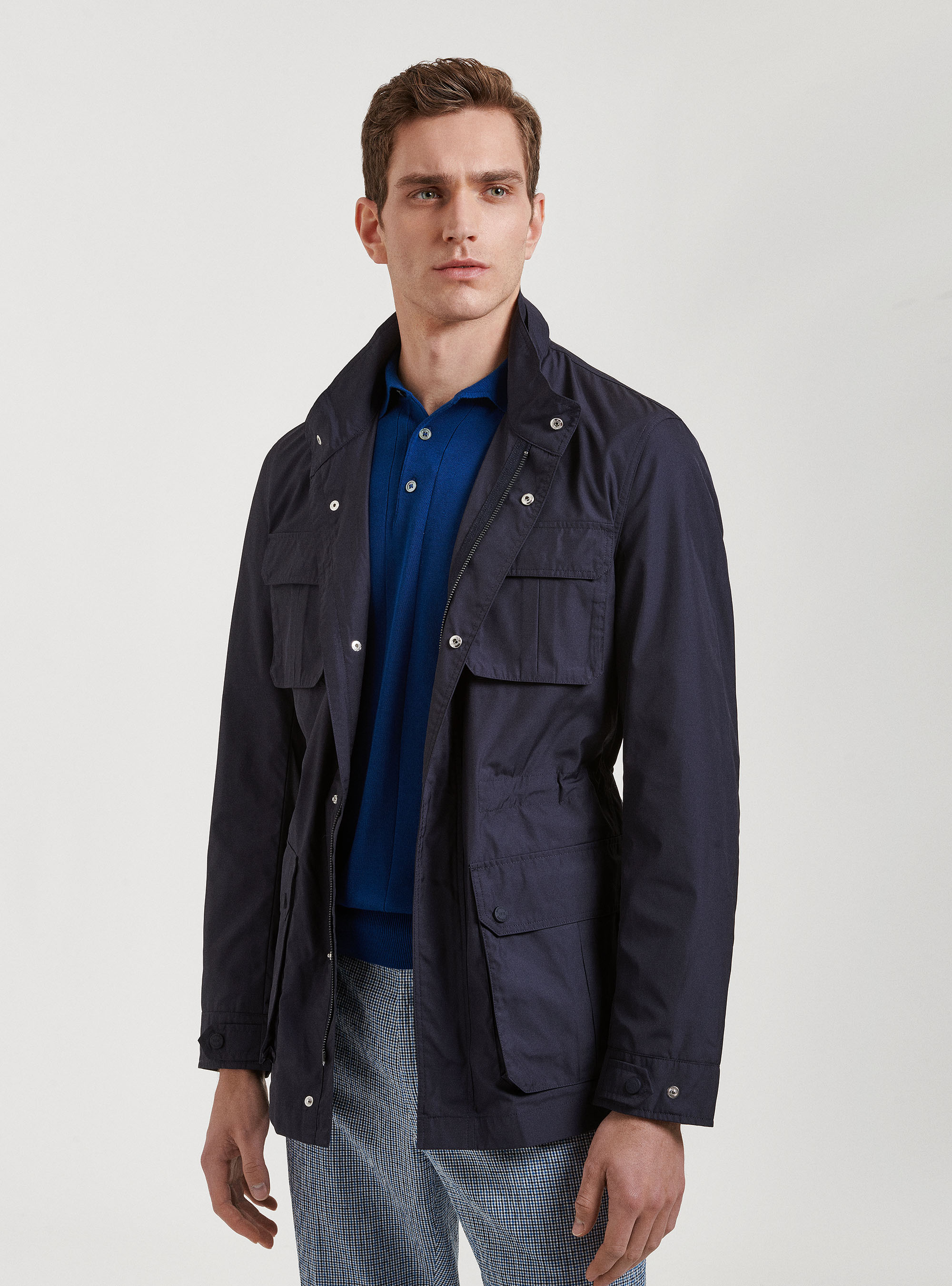 Field jacket en tejido t&eacute;cnico, AZUL MARINO