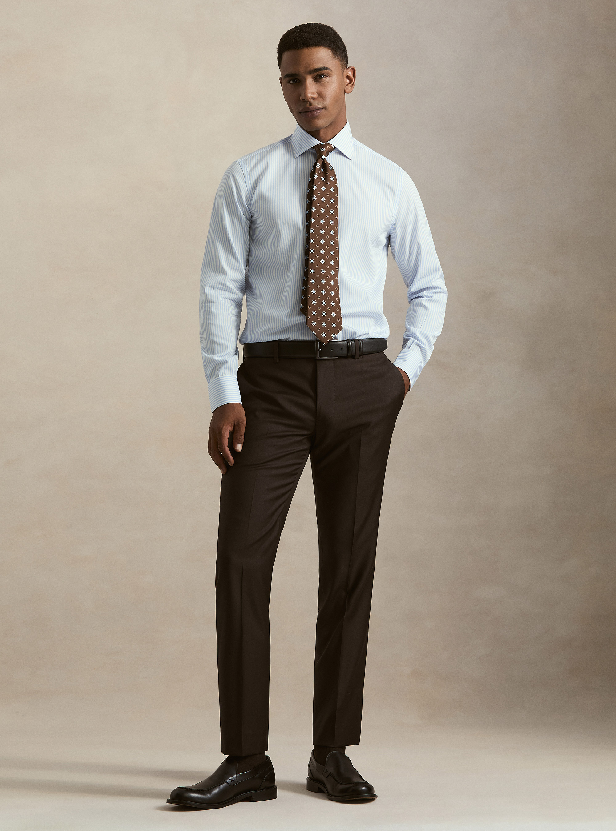 Striped cotton poplin shirt, LIGHT BLUE