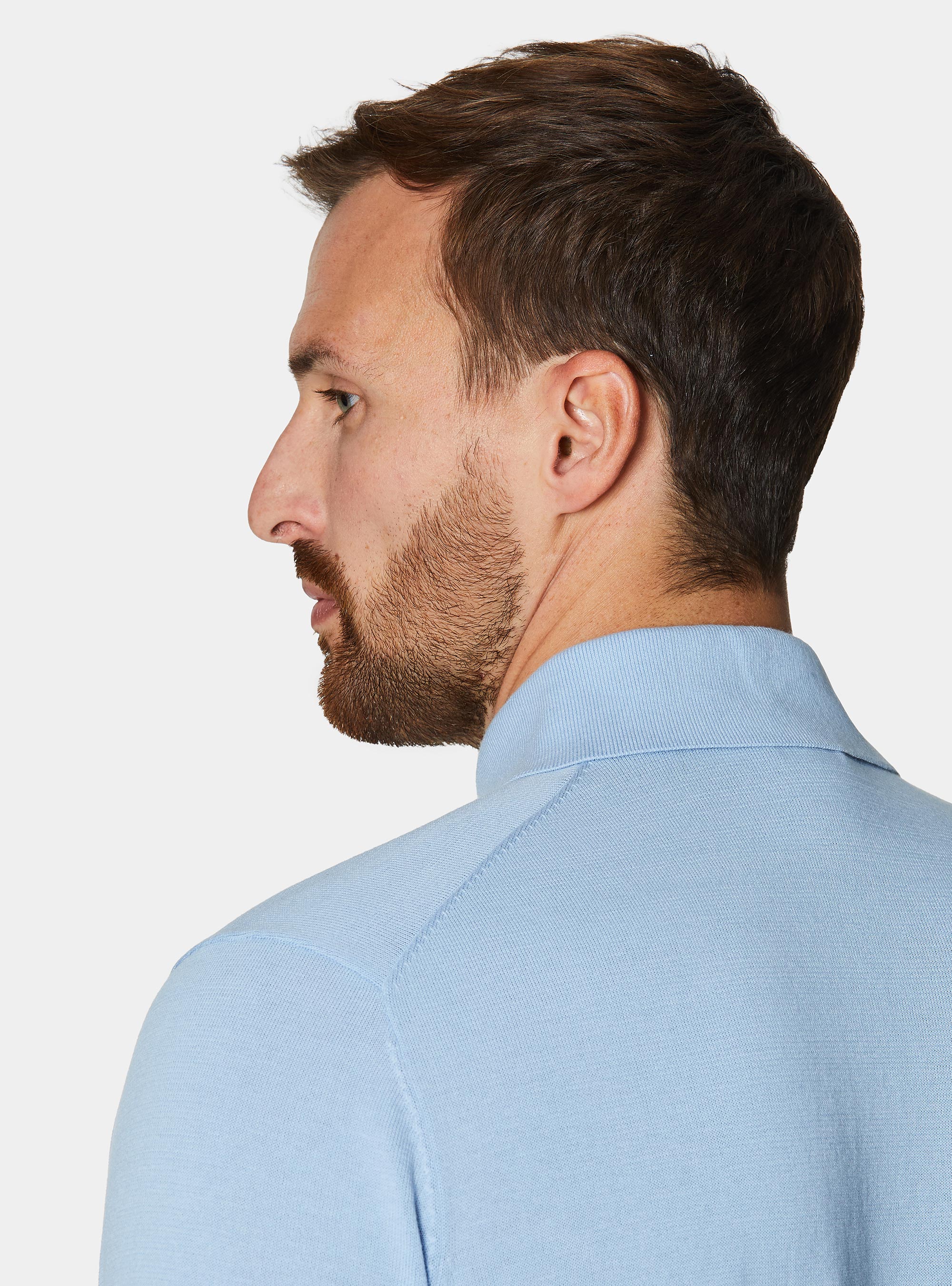 Extra-fine cotton knit polo shirt, 0266C AZZURRO
