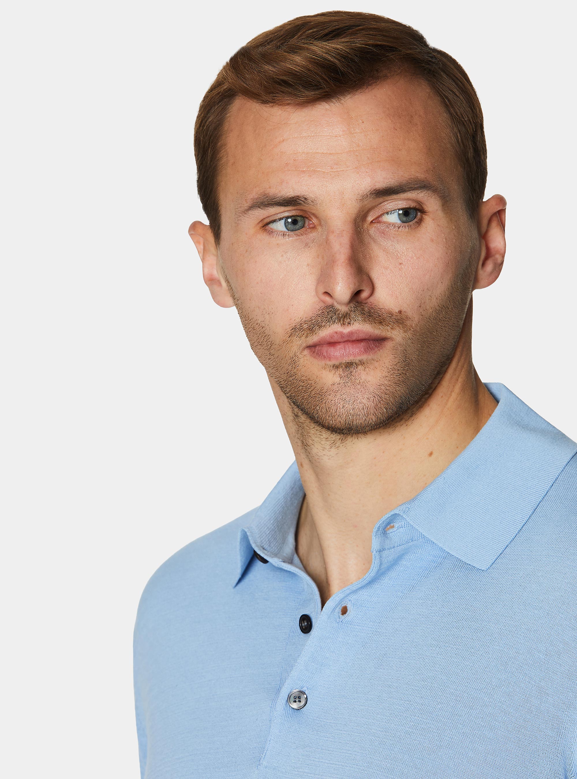 Polo de algod&oacute;n y seda, 0266C AZZURRO