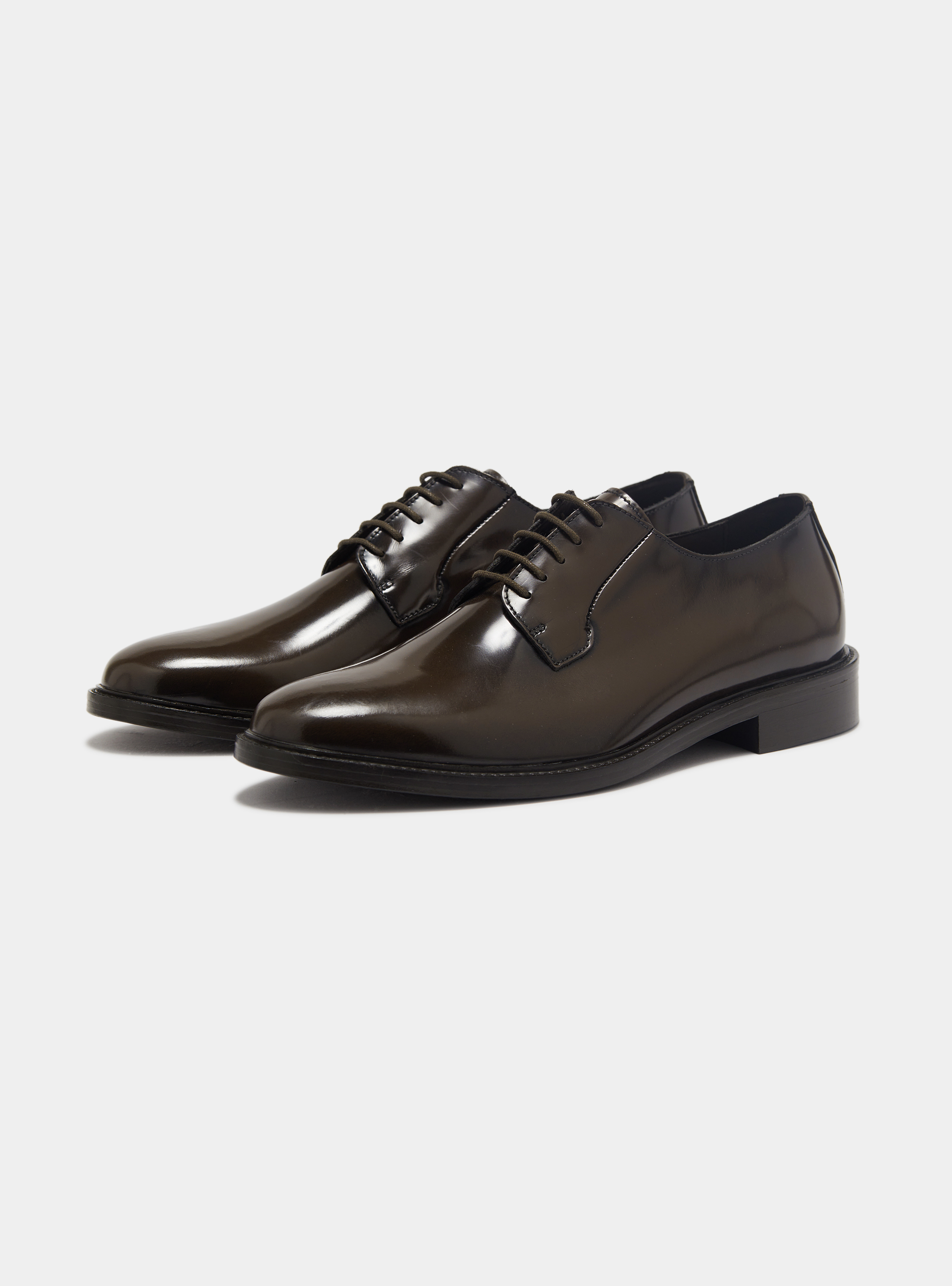 Derby en cuir abras&eacute;, MARRON FONC&Atilde;