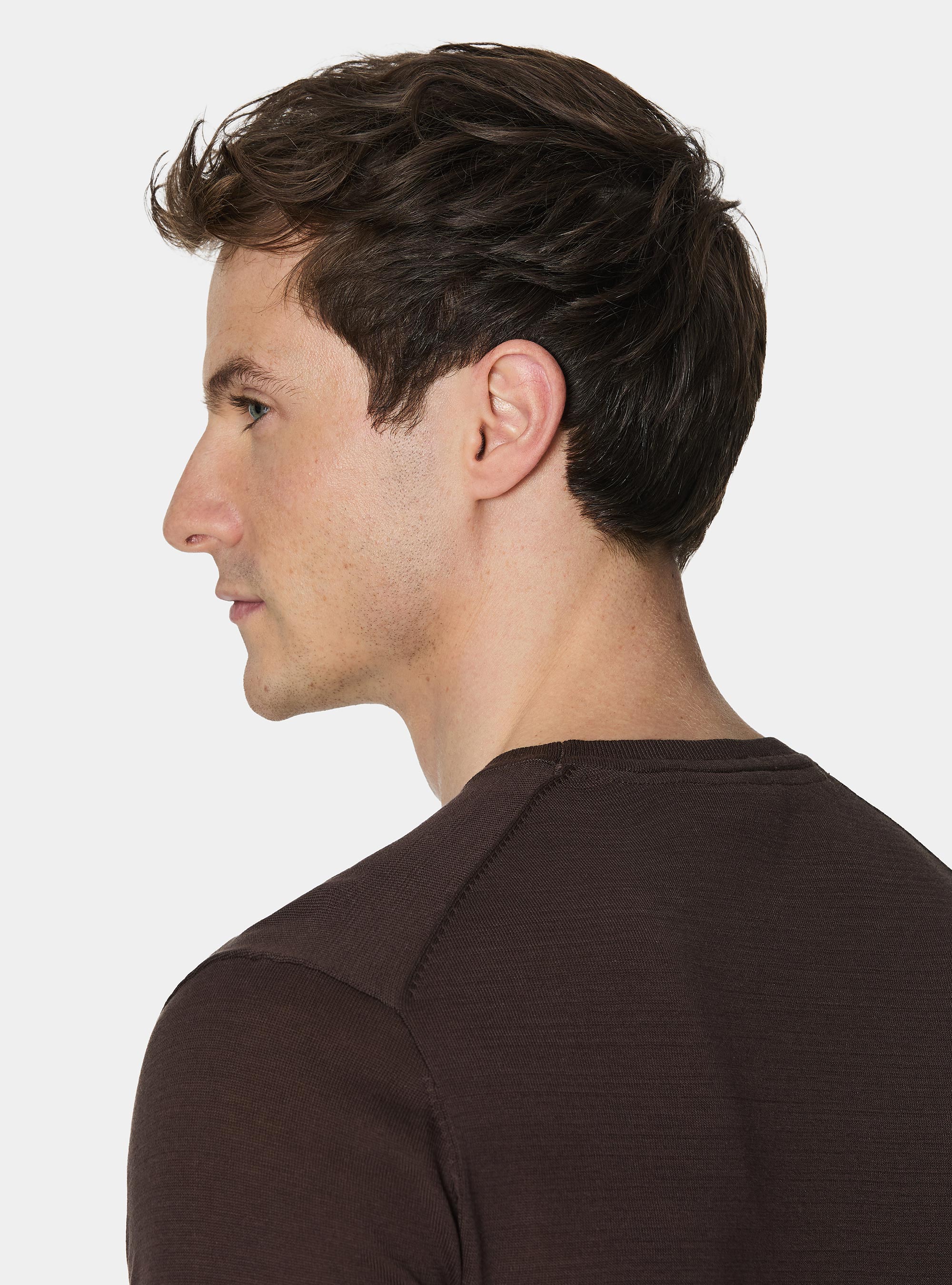 Cotton and silk crew neck sweater, BROWN