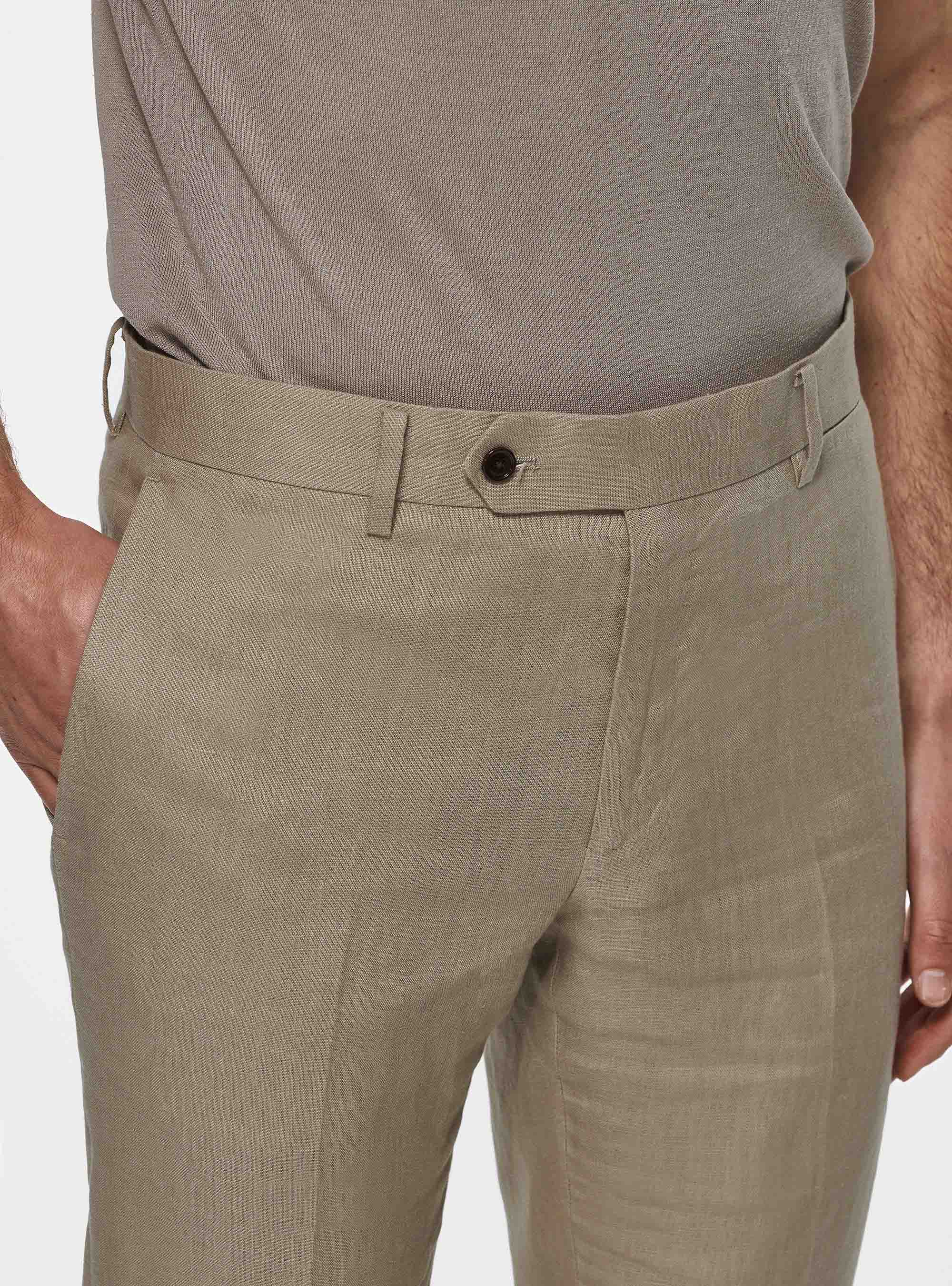 Pantaloni in puro lino, FANGO
