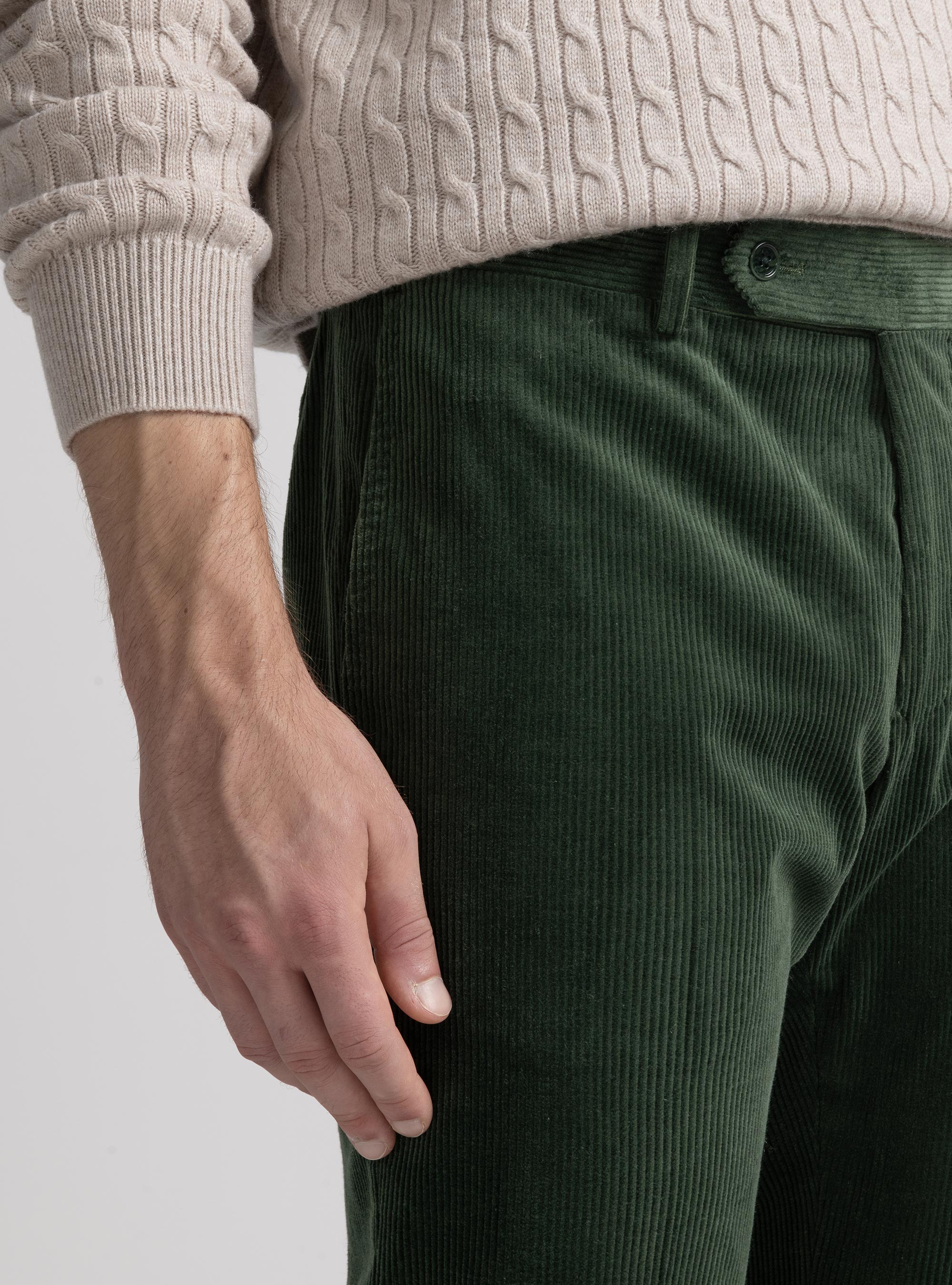 Pantaloni stretch in velluto Duca Visconti di Modrone, VERDE