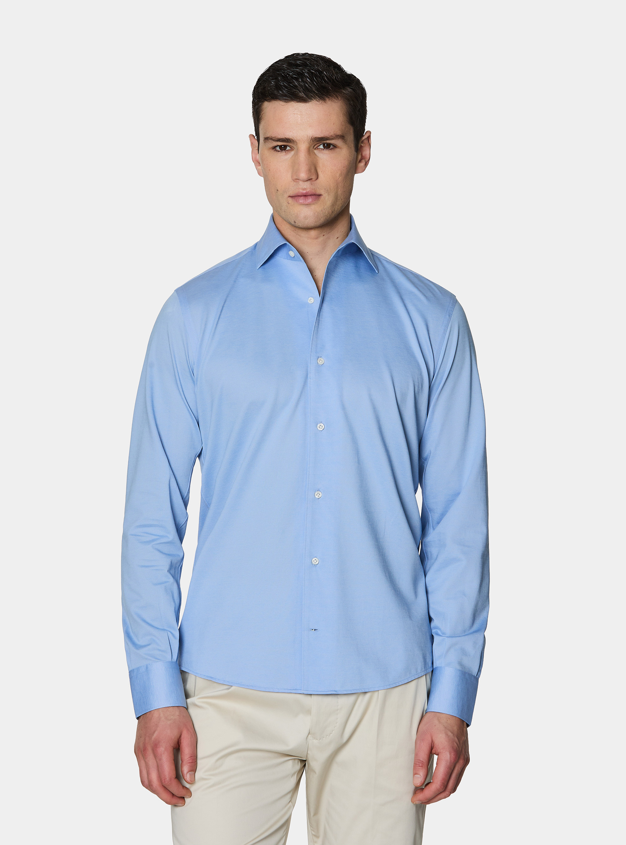 GT01 shirt in cotton blend jersey, LIGHT BLUE
