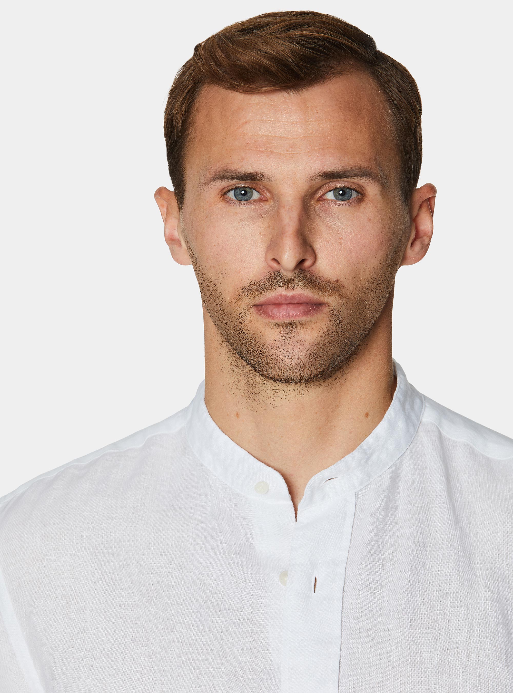 Chemise cor&eacute;enne en pur lin, BLANC