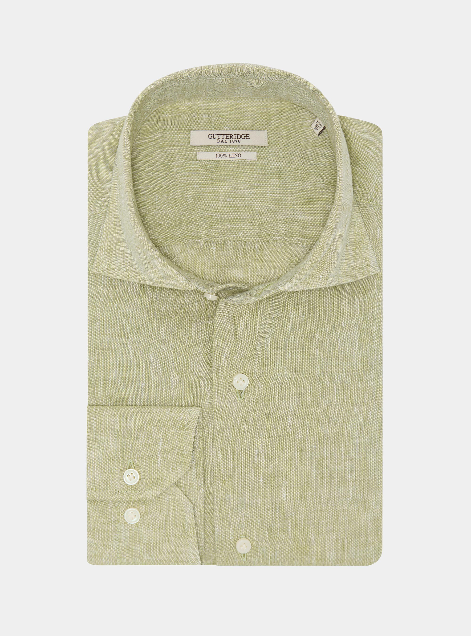 Camisa de lino puro, VERDE PISTACCHIO 0616C