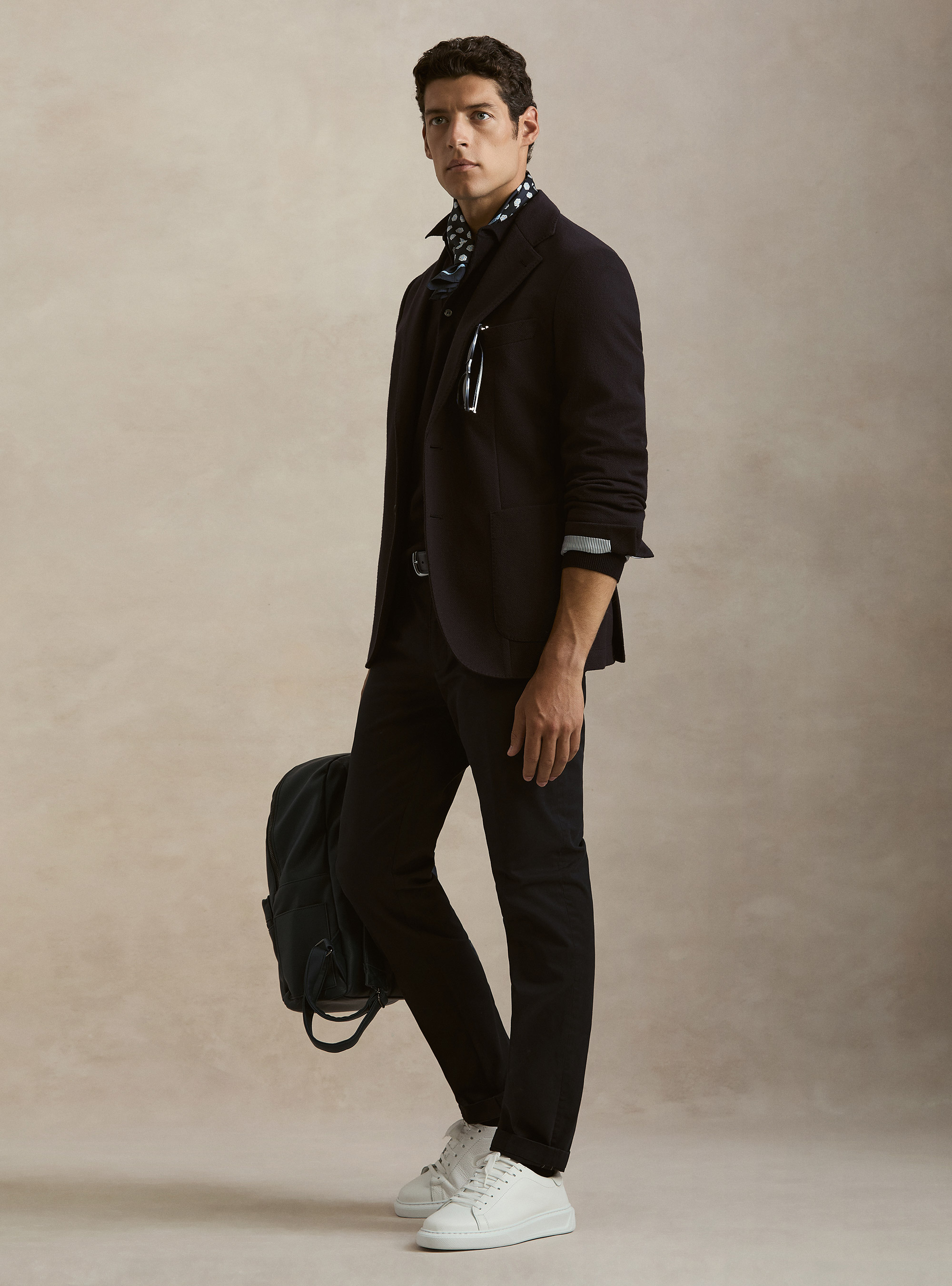 Single-breasted single jersey blazer, NAVY BLUE