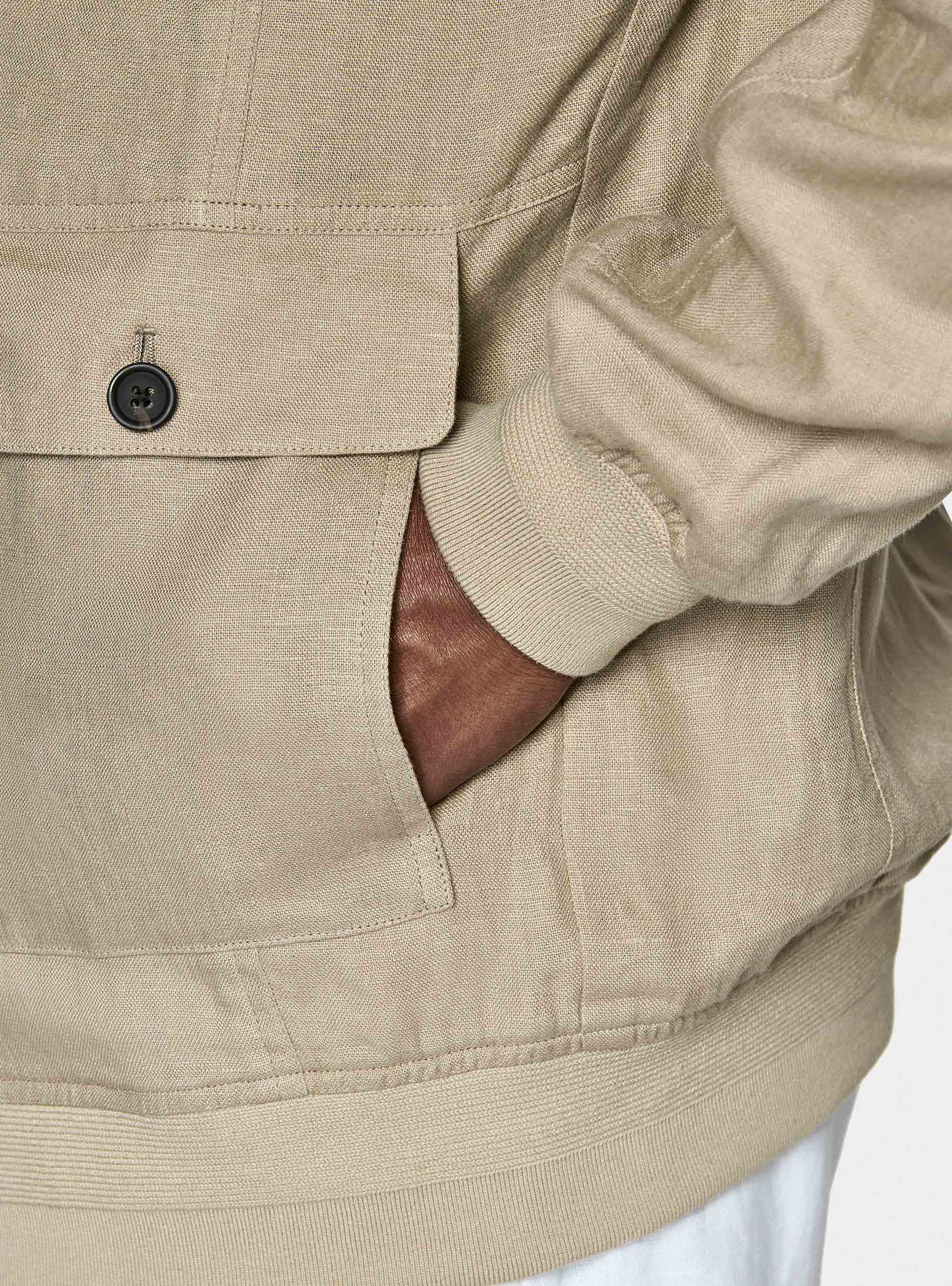 Cazadora bomber de puro lino, BARRO