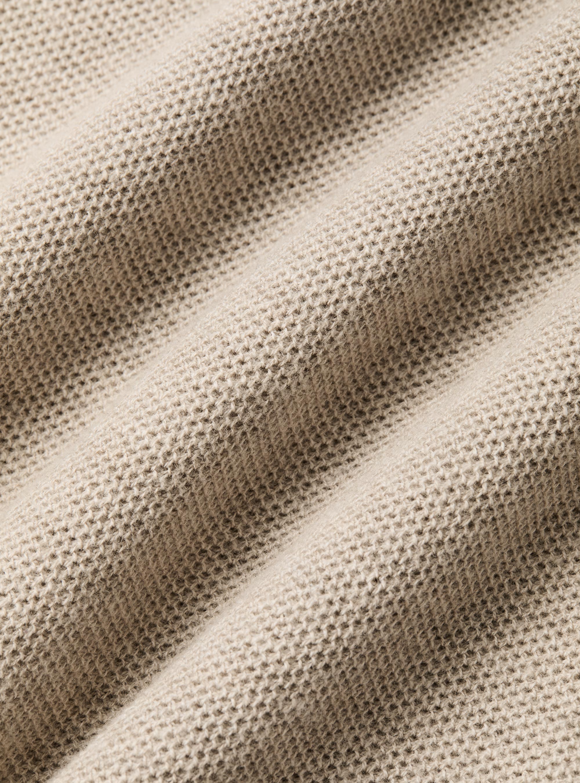 Pull col rond en coton et cachemire maille nid d'abeille, &Atilde; CRU
